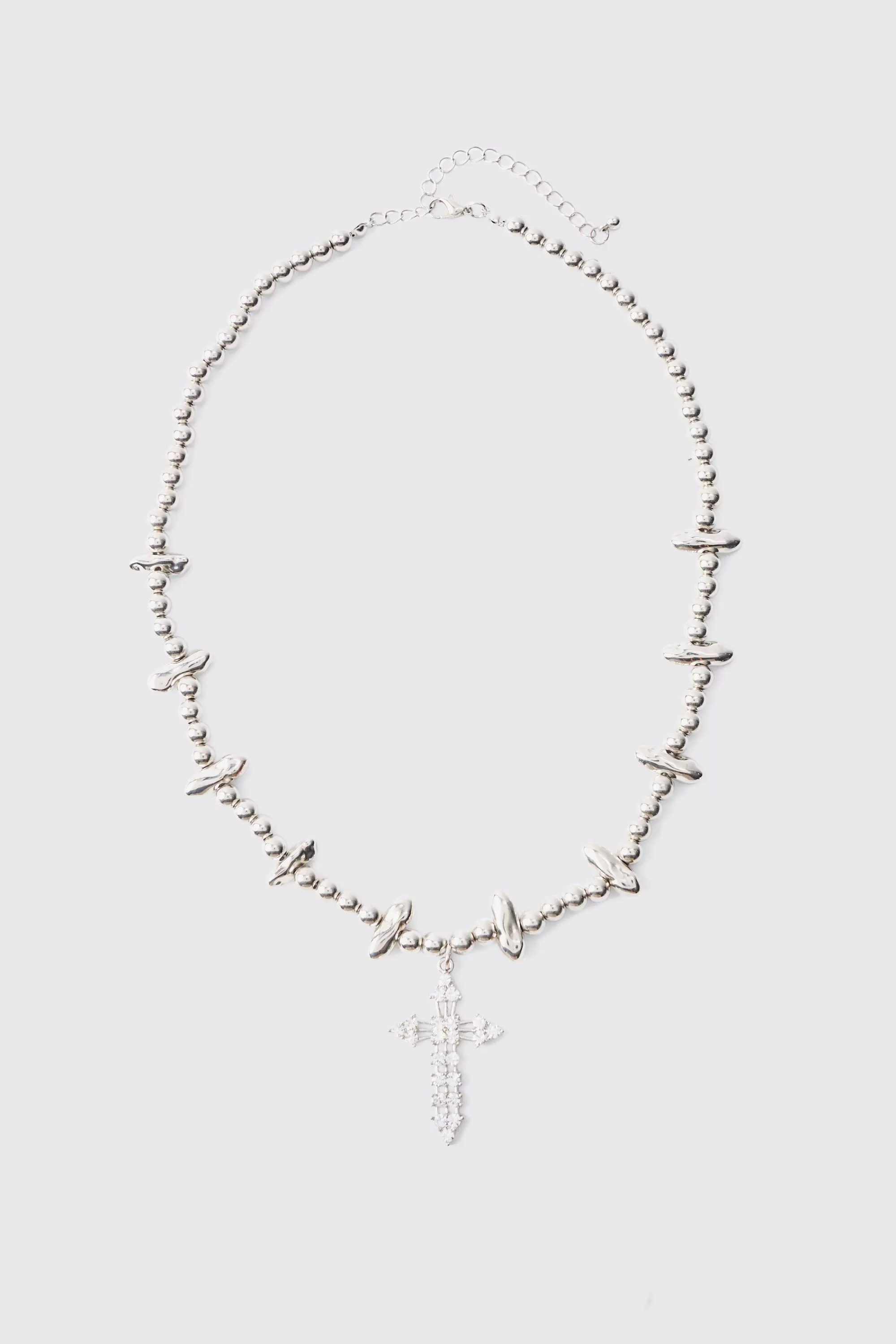 boohooMAN Iced Cross Pendant Necklace In | UK