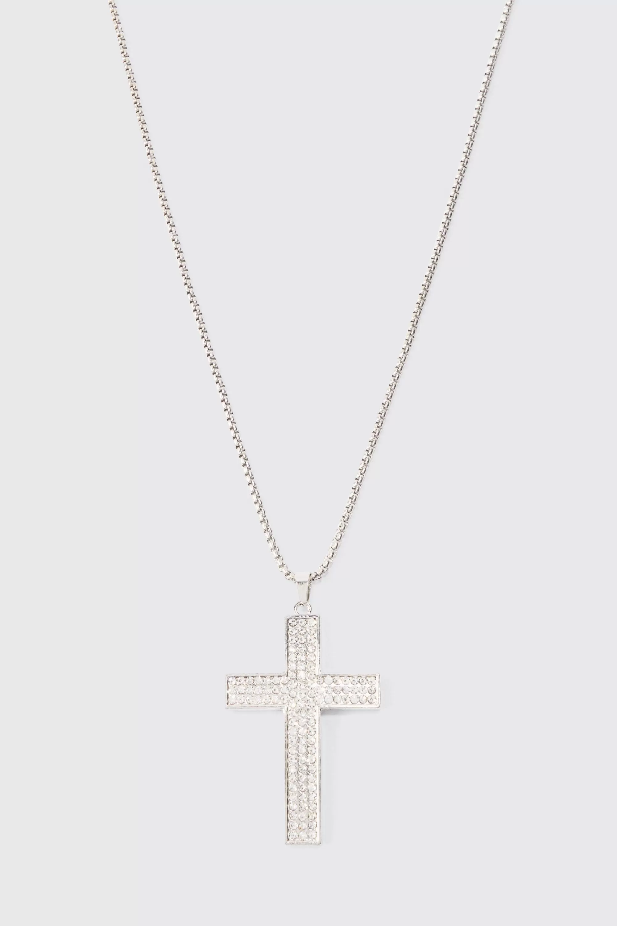 boohooMAN Iced Cross Pendant Necklace In | UK