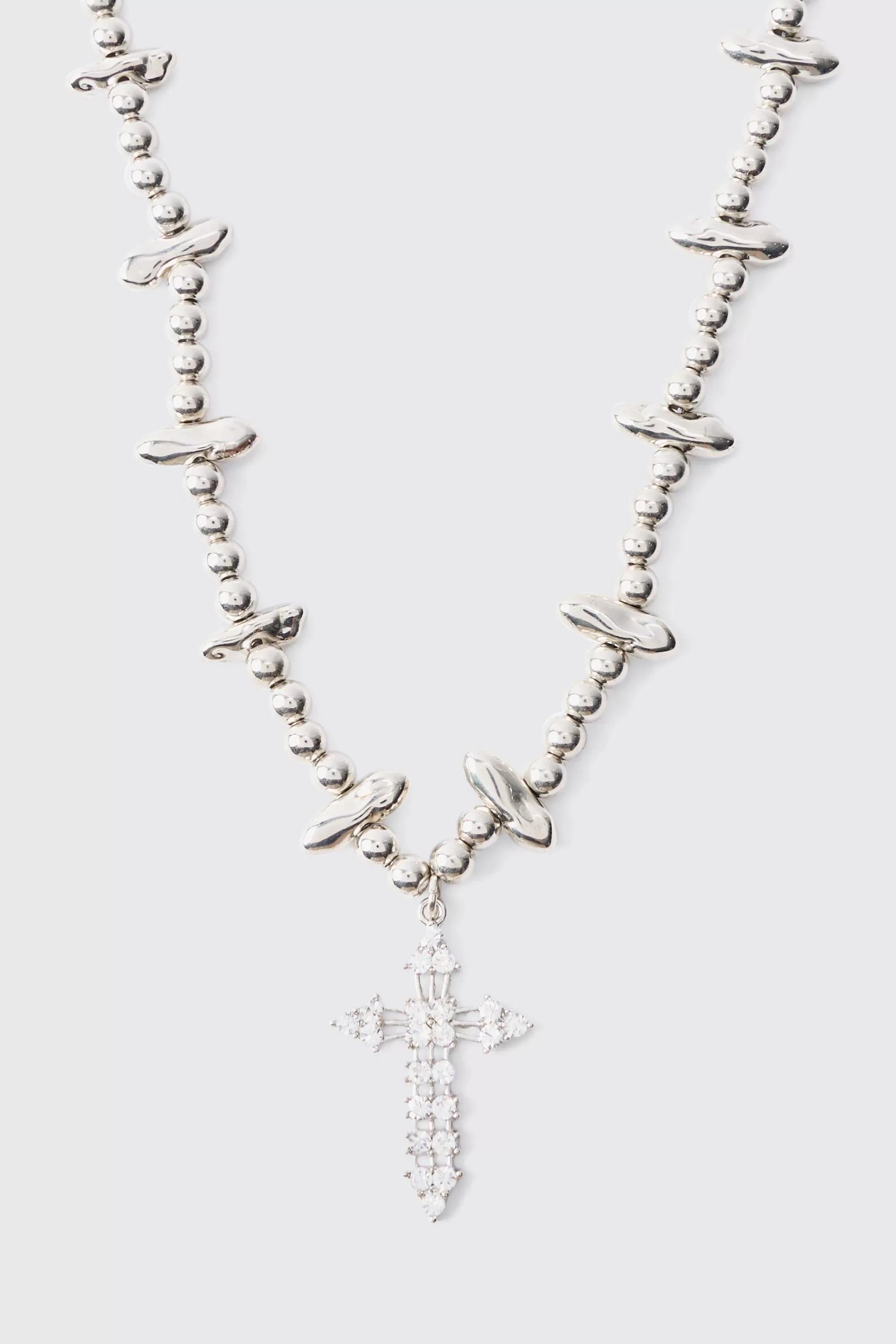boohooMAN Iced Cross Pendant Necklace In | UK