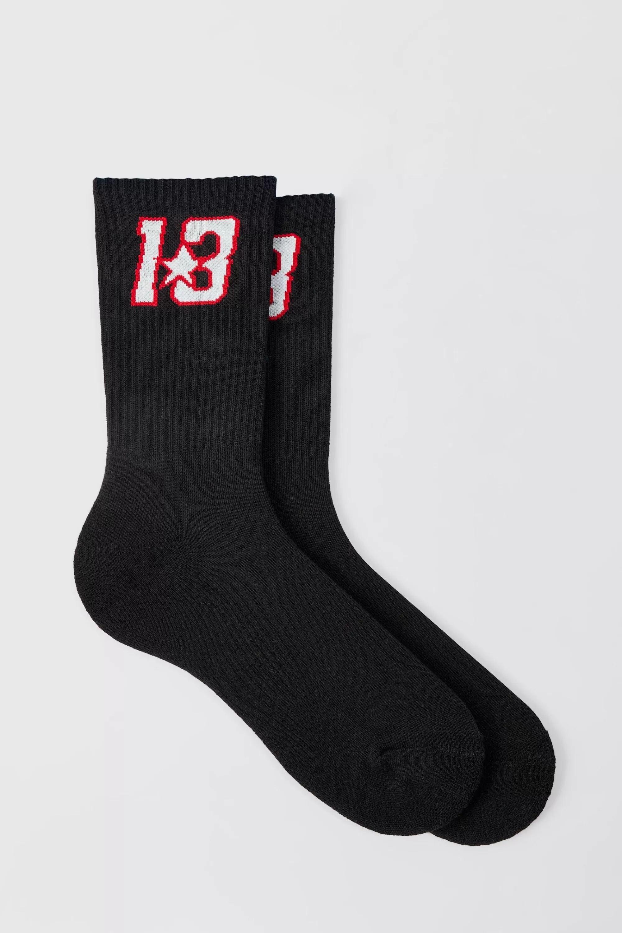 boohooMAN Jacquard 13 Graphic Sports Sock | UK