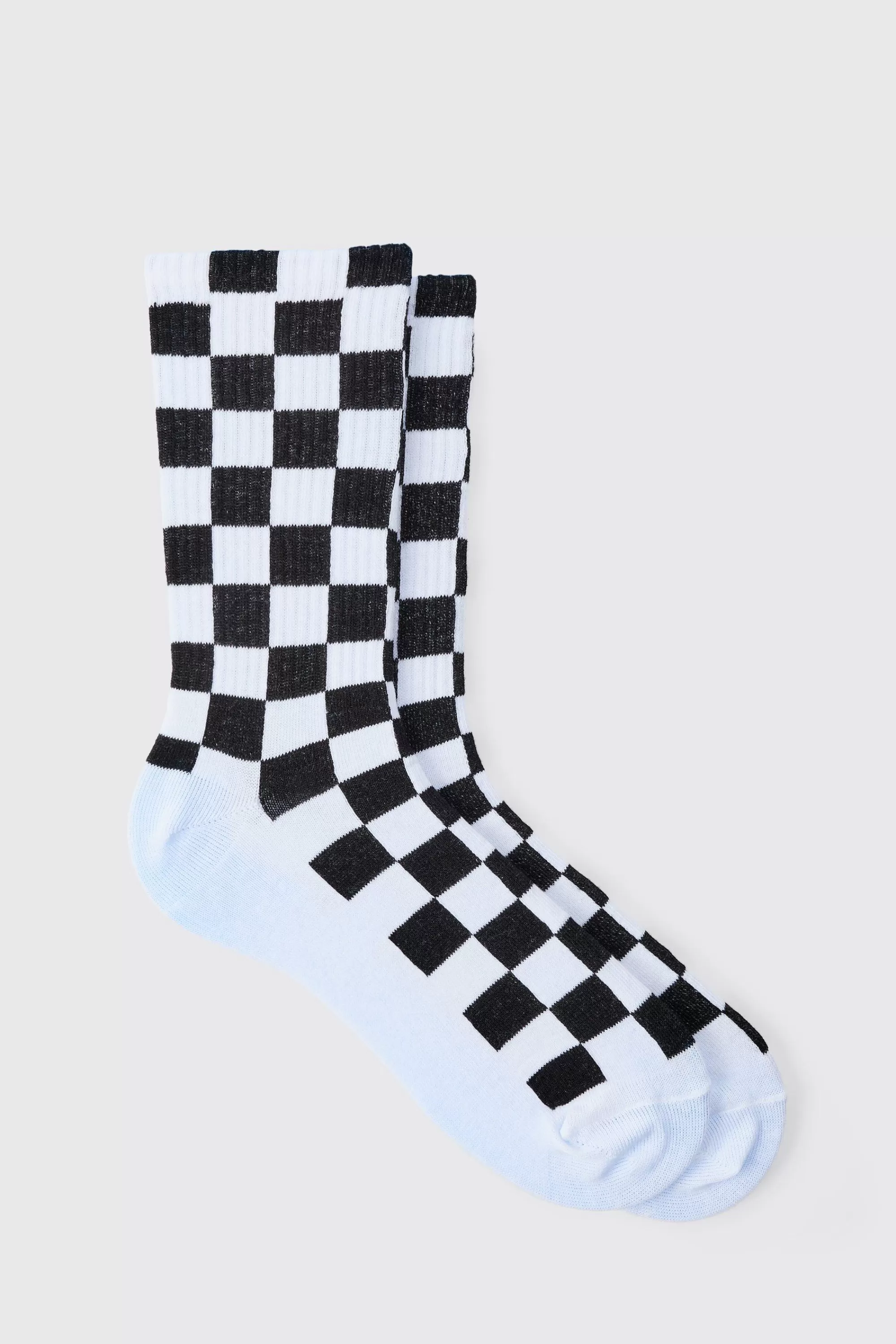 boohooMAN Jacquard Checkerboard Socks In | UK
