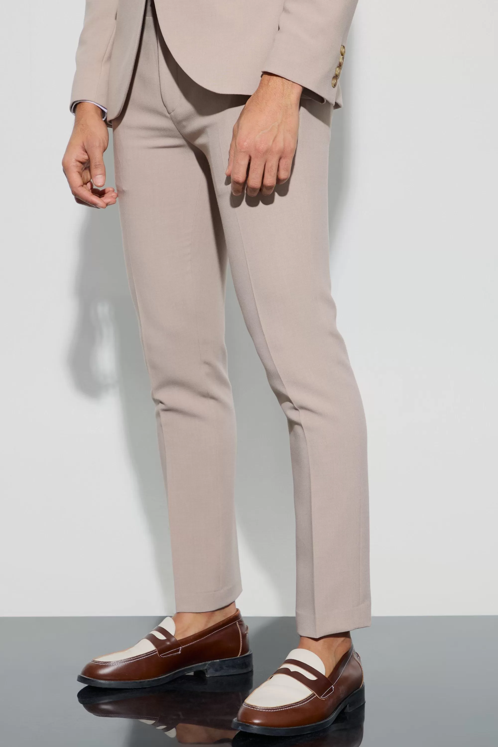 boohooMAN Jersey Skinny Suit Trousers | UK