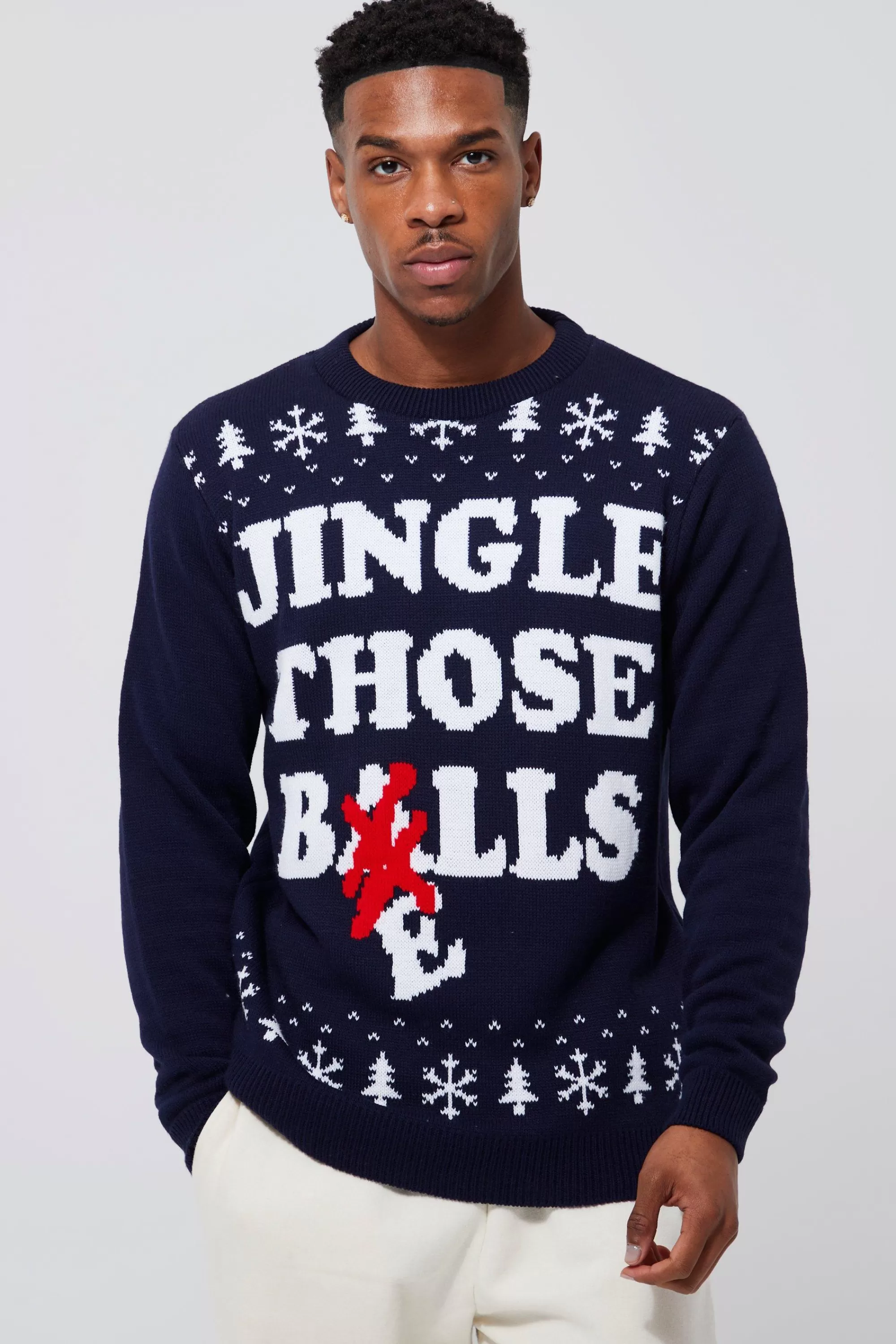 boohooMAN Jingle Those Bells Christmas Jumper | UK