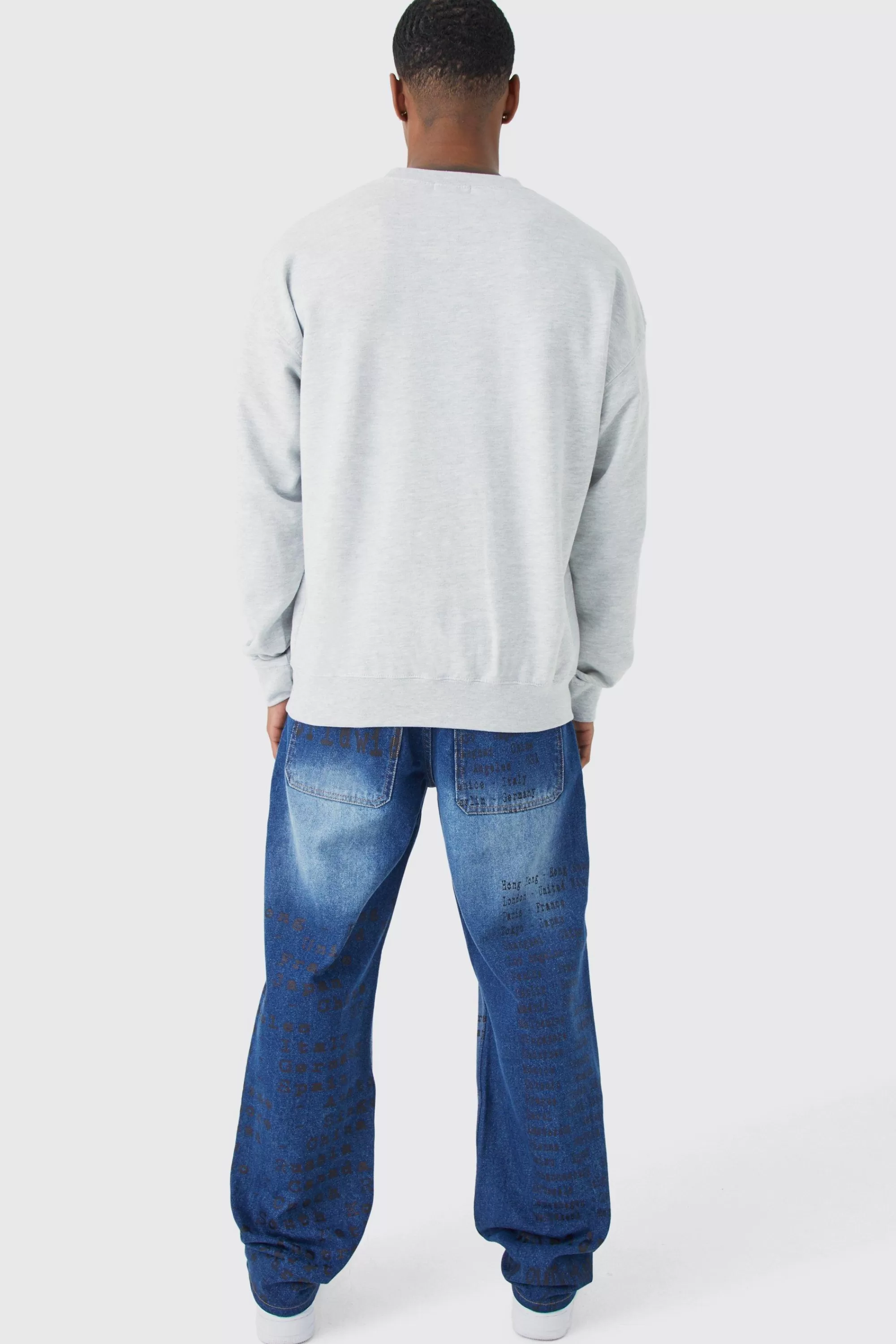 boohooMAN Laser Print Denim Jacket And Jeans Set | UK