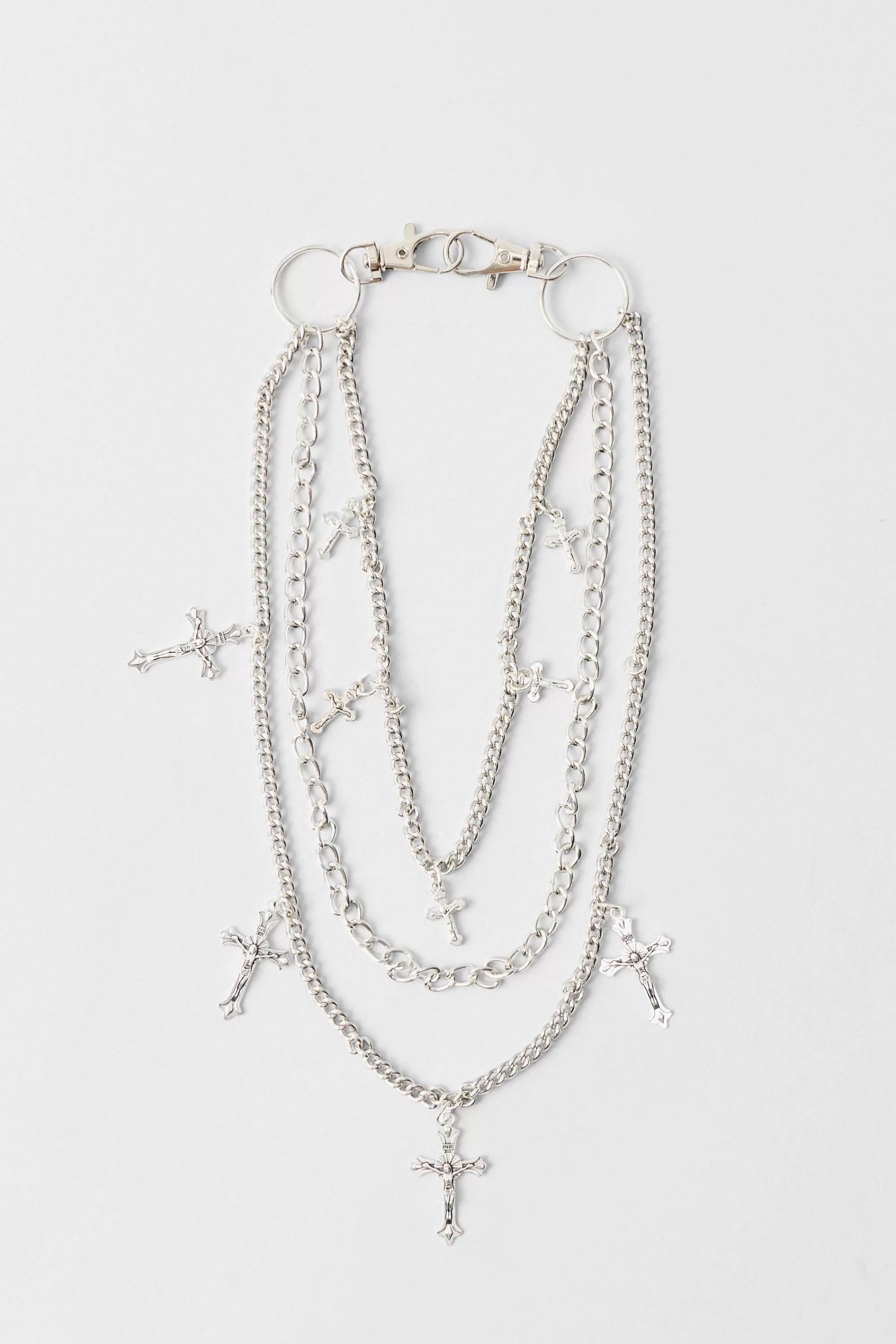 boohooMAN Layered Cross Jean Chain In | UK