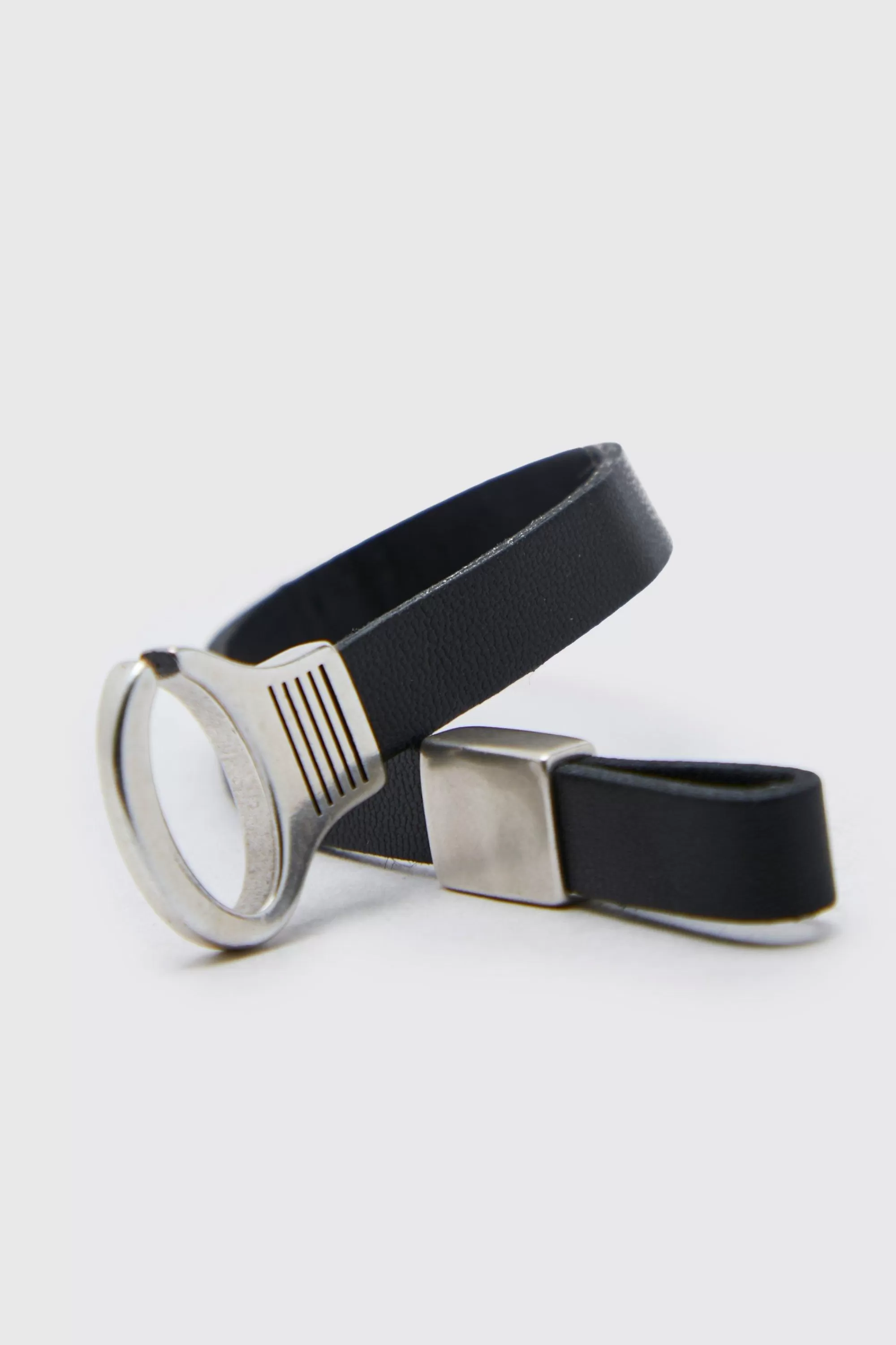 boohooMAN Leather Look Hook Bracelet | UK