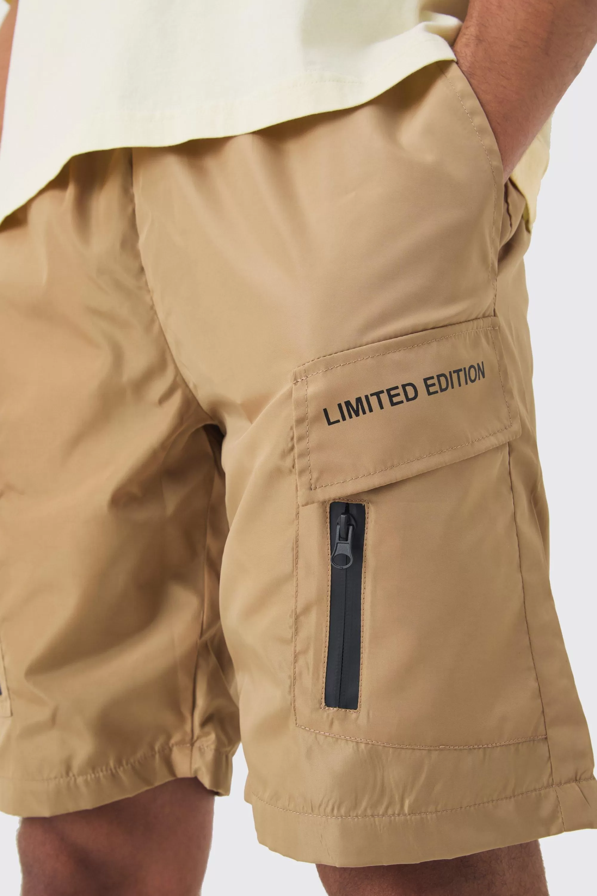 boohooMAN Limited Edition Nylon Elastic Waist Cargo Shorts | UK