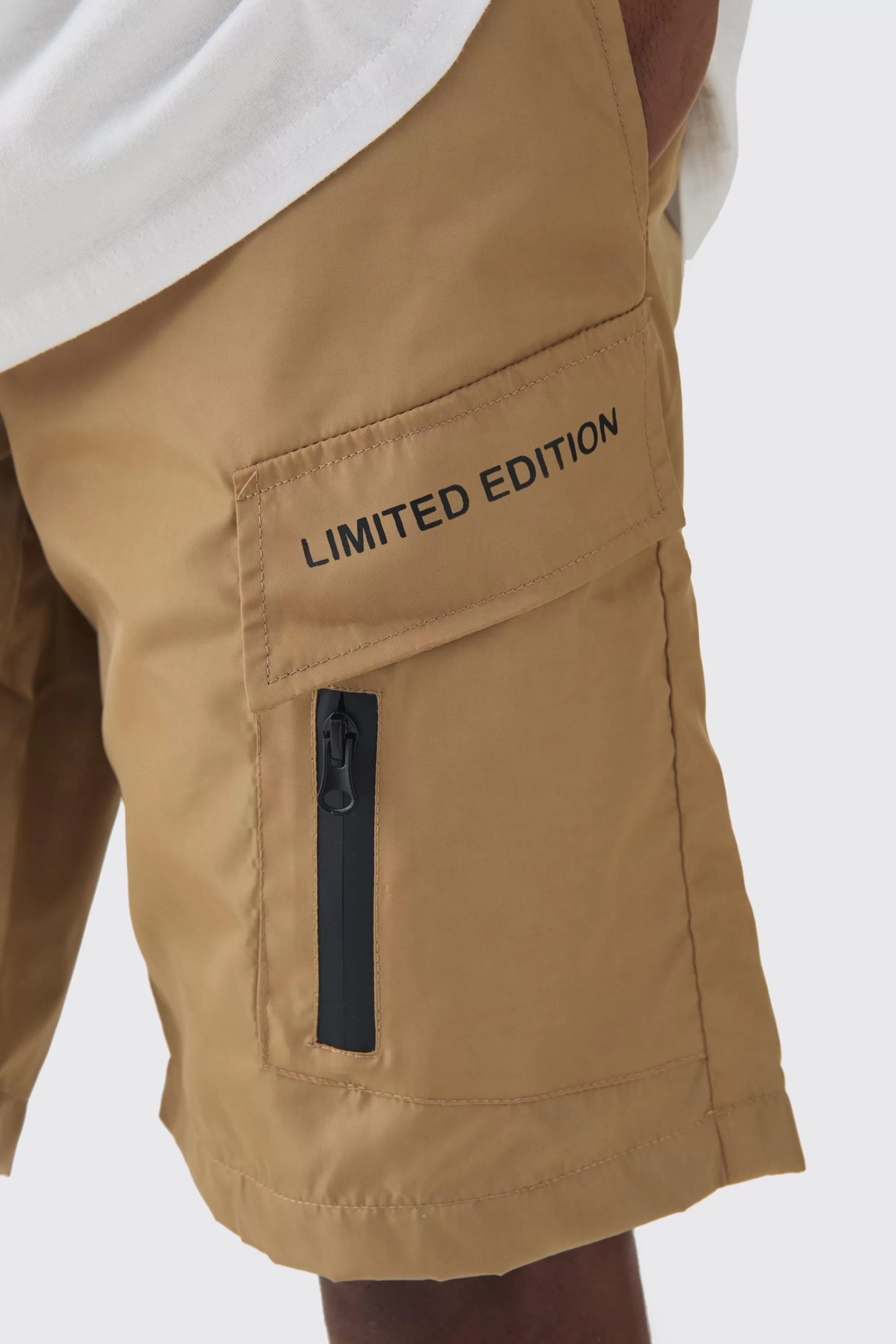 boohooMAN Limited Edition Nylon Elastic Waist Cargo Shorts | UK