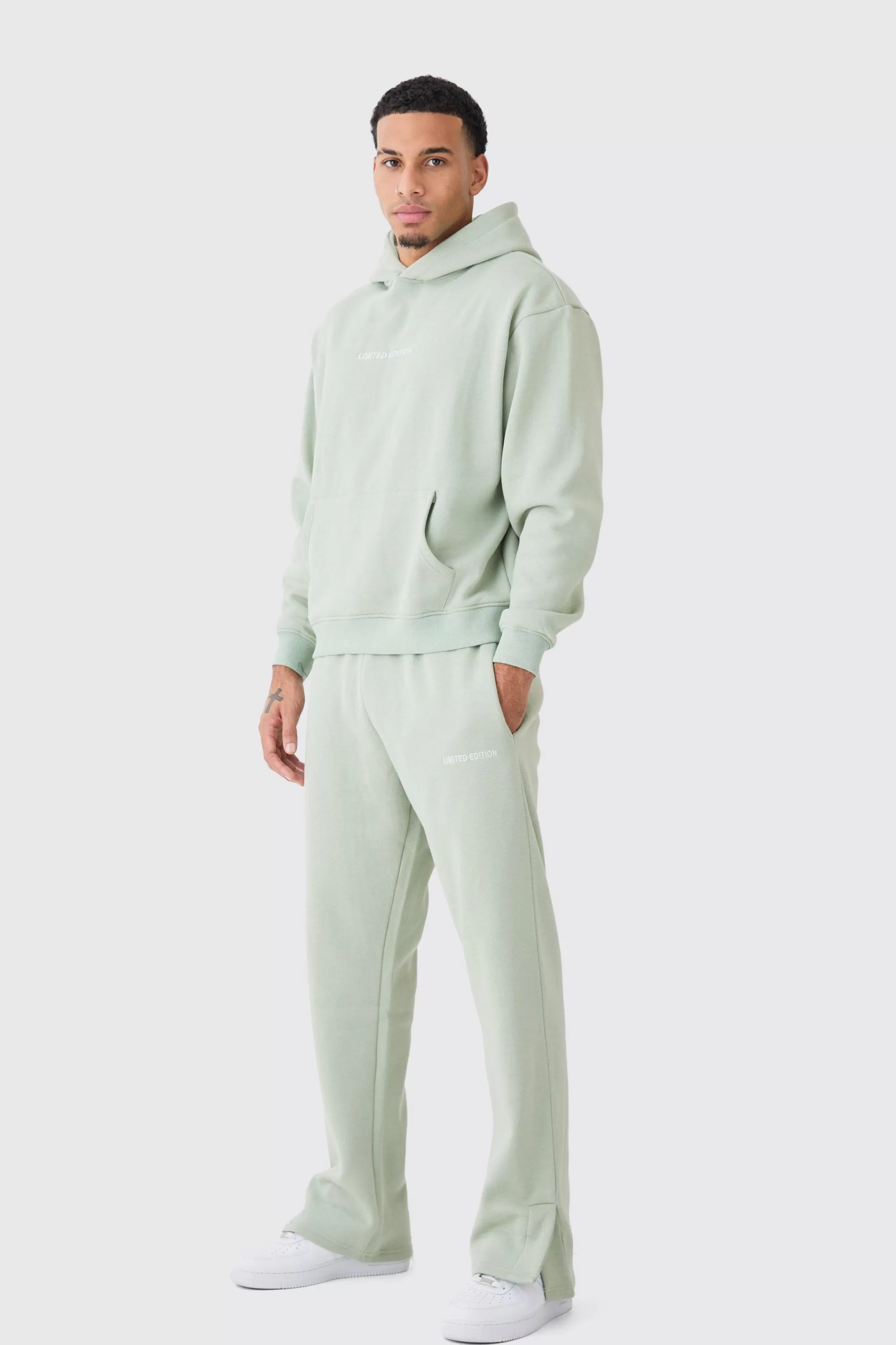 boohooMAN Limited Edition Oversized Boxy Split Hem Tracksuit | UK