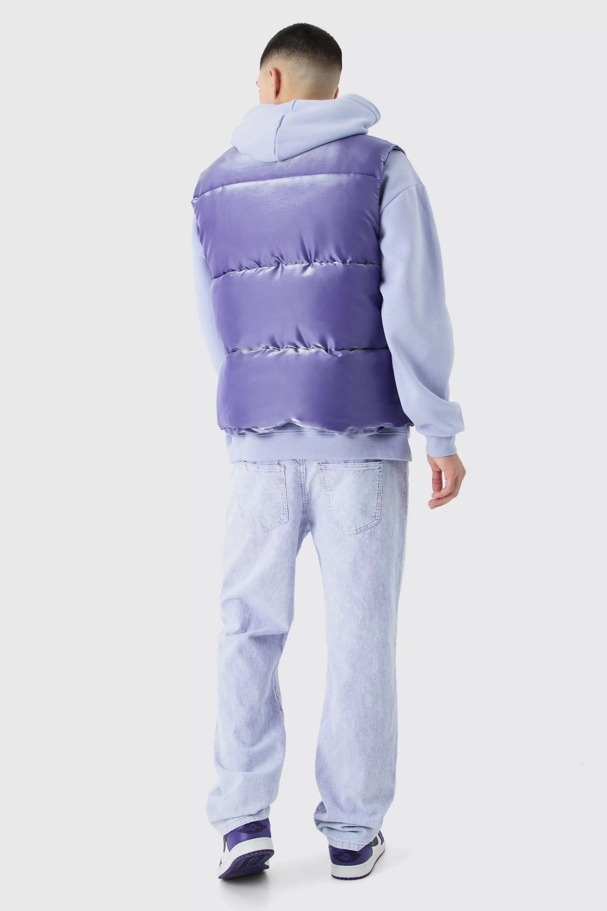boohooMAN Liquid Metallic Nylon Padded Gilet | UK