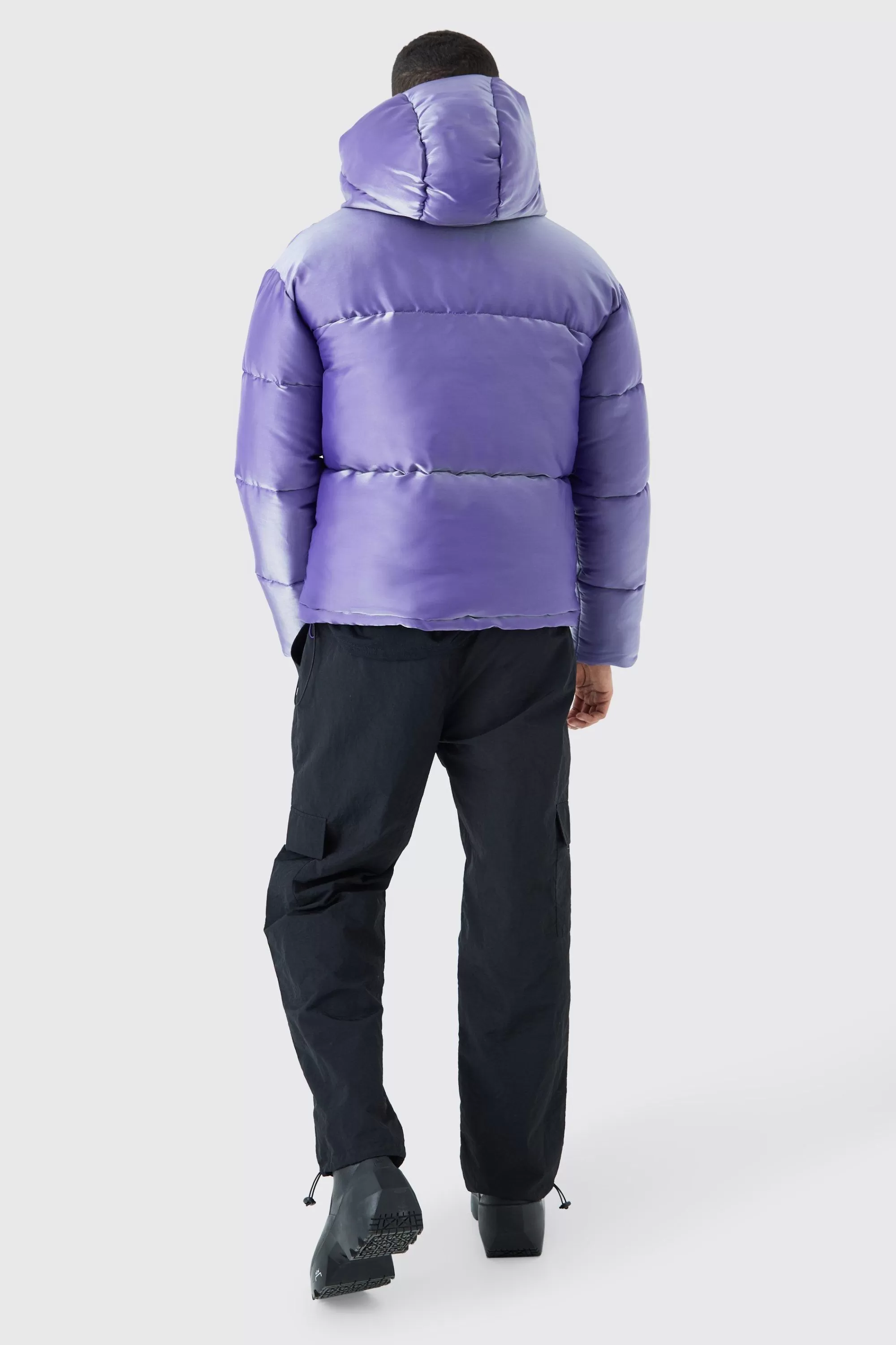 boohooMAN Liquid Metallic Nylon Puffer Jacket | UK