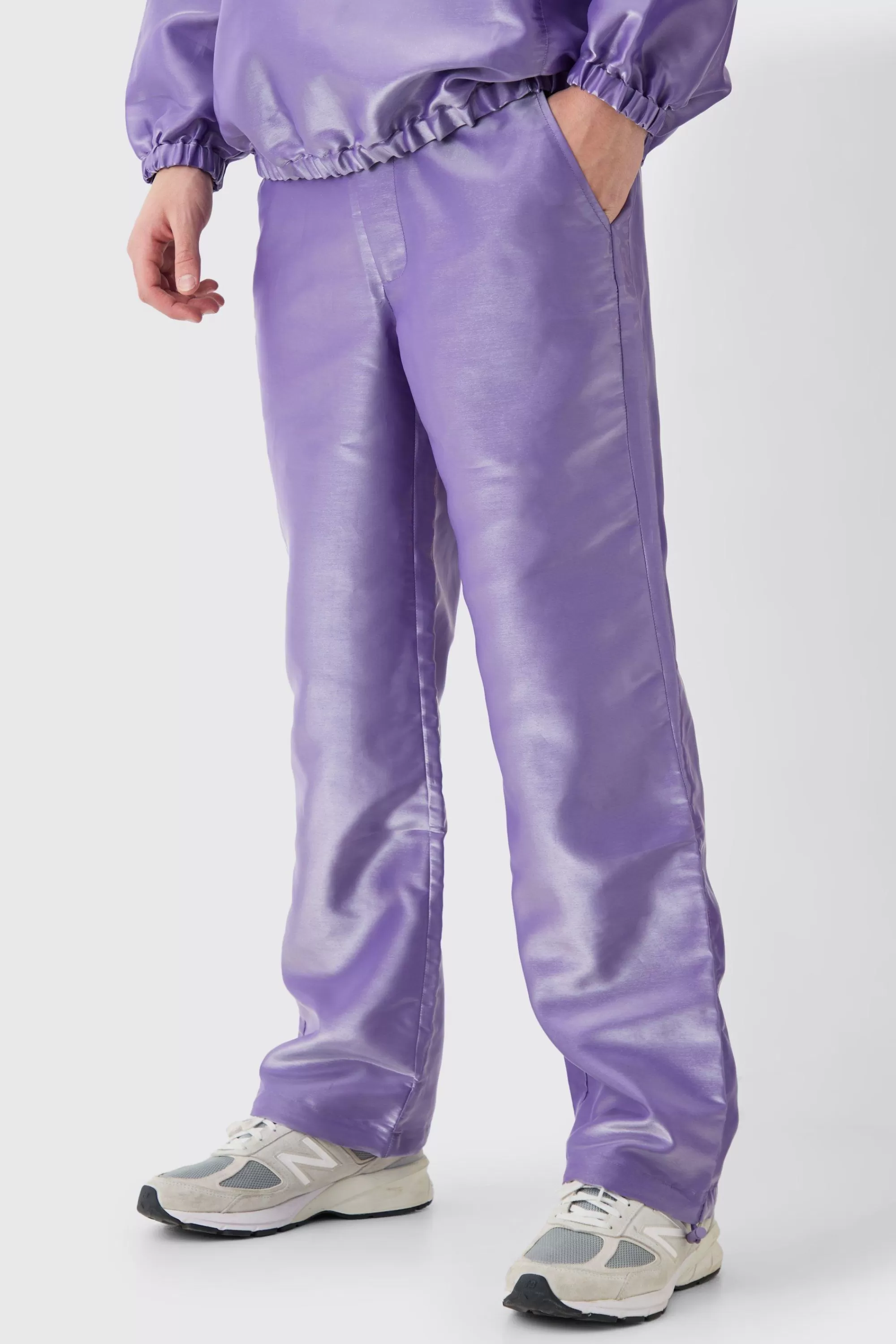 boohooMAN Liquid Metallic Parachute Trousers | UK