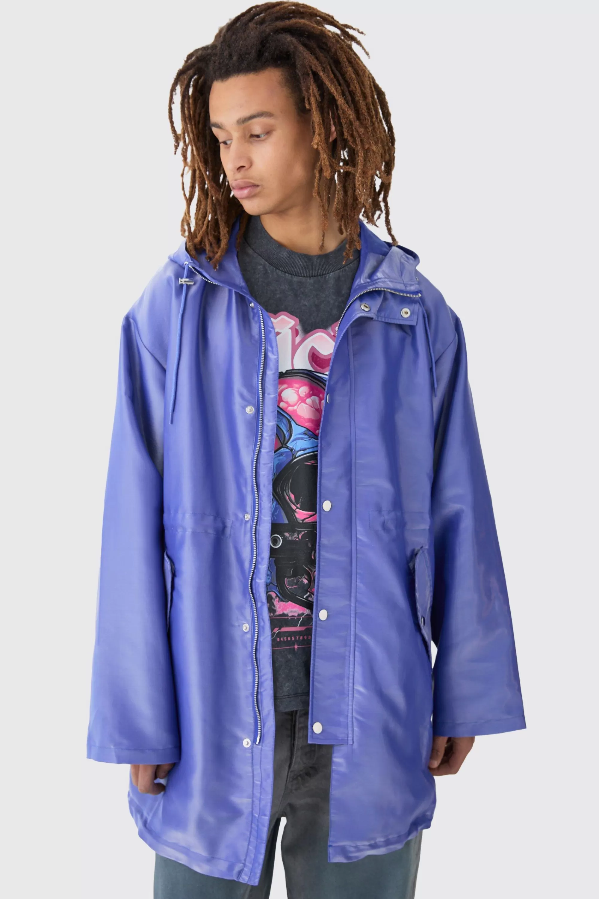 boohooMAN Liquid Metallic Parka | UK