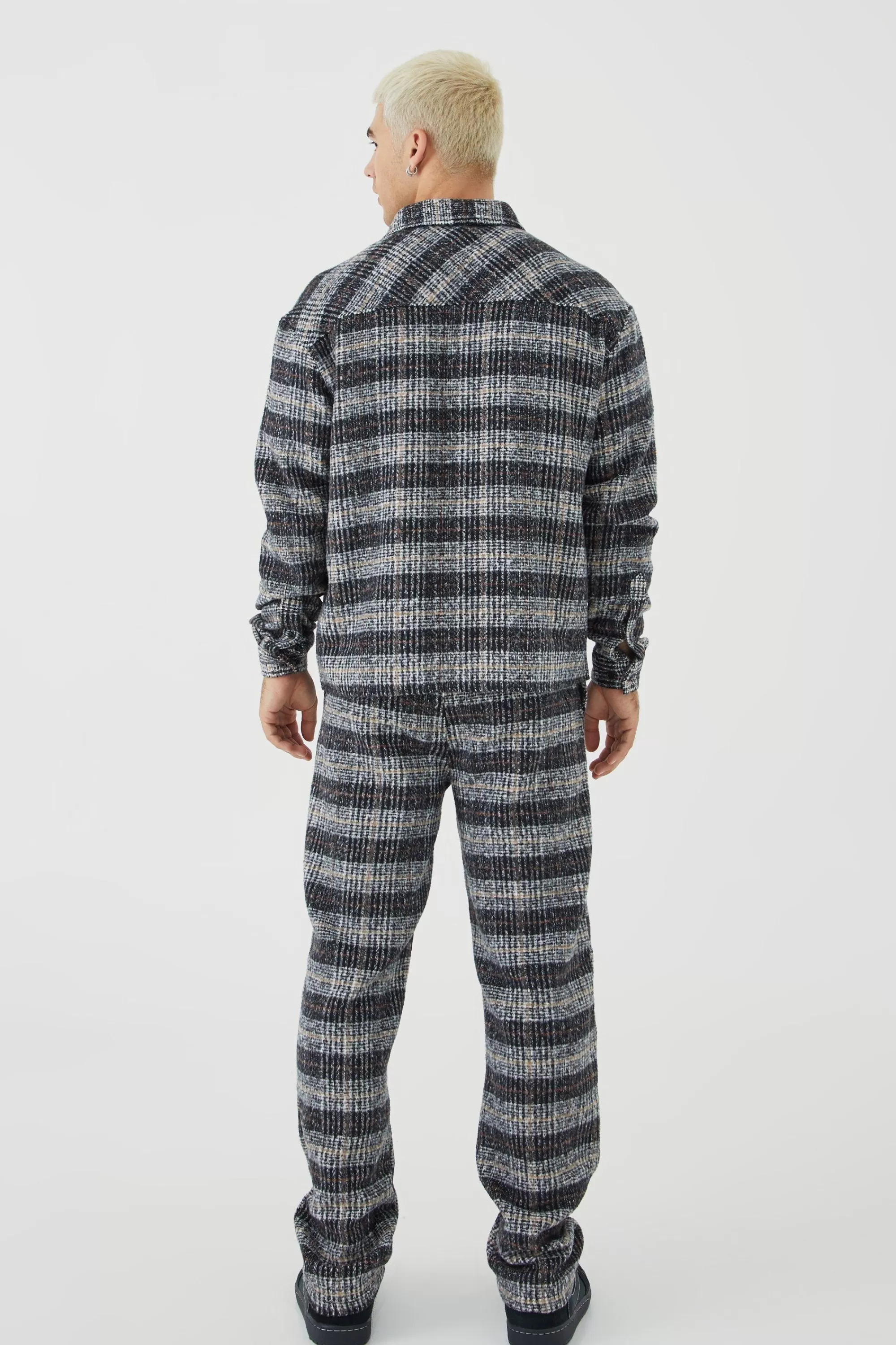 boohooMAN Long Sleeve Boxy Brushed Shirt & Straight Leg Trouser | UK