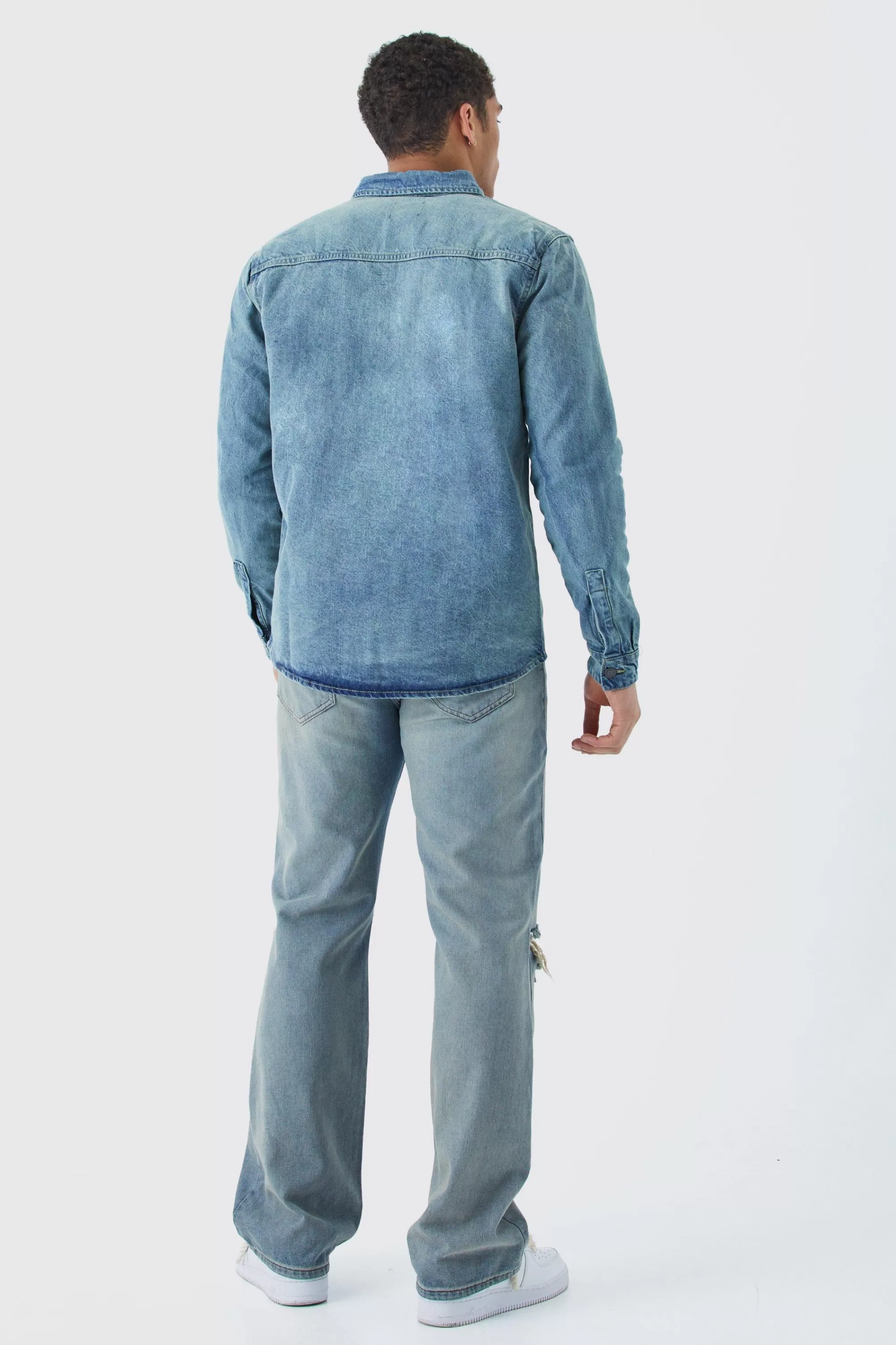 boohooMAN Long Sleeve Denim Overshirt | UK