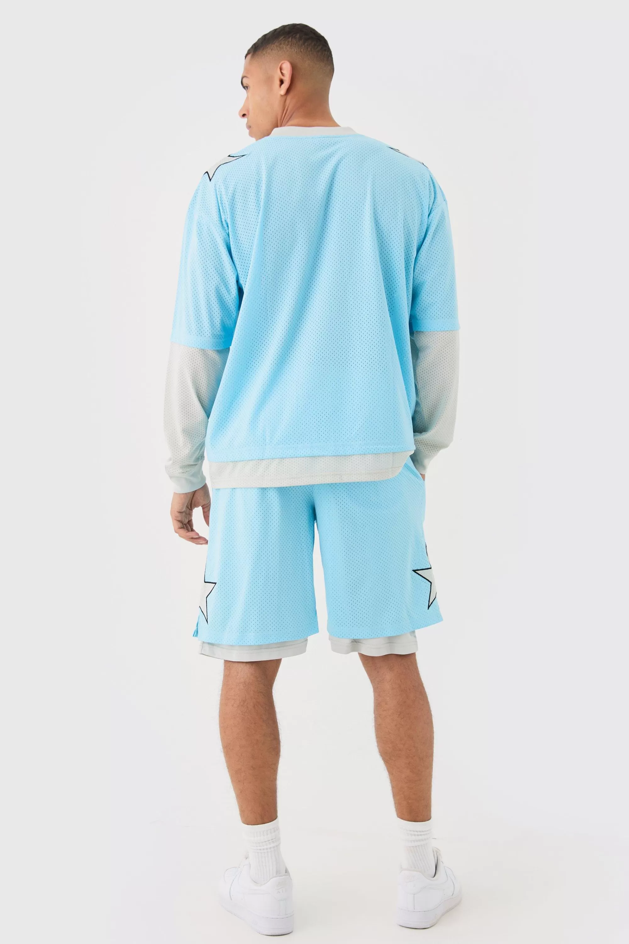 boohooMAN Loose Fit Layered Basketball Mesh Short | UK