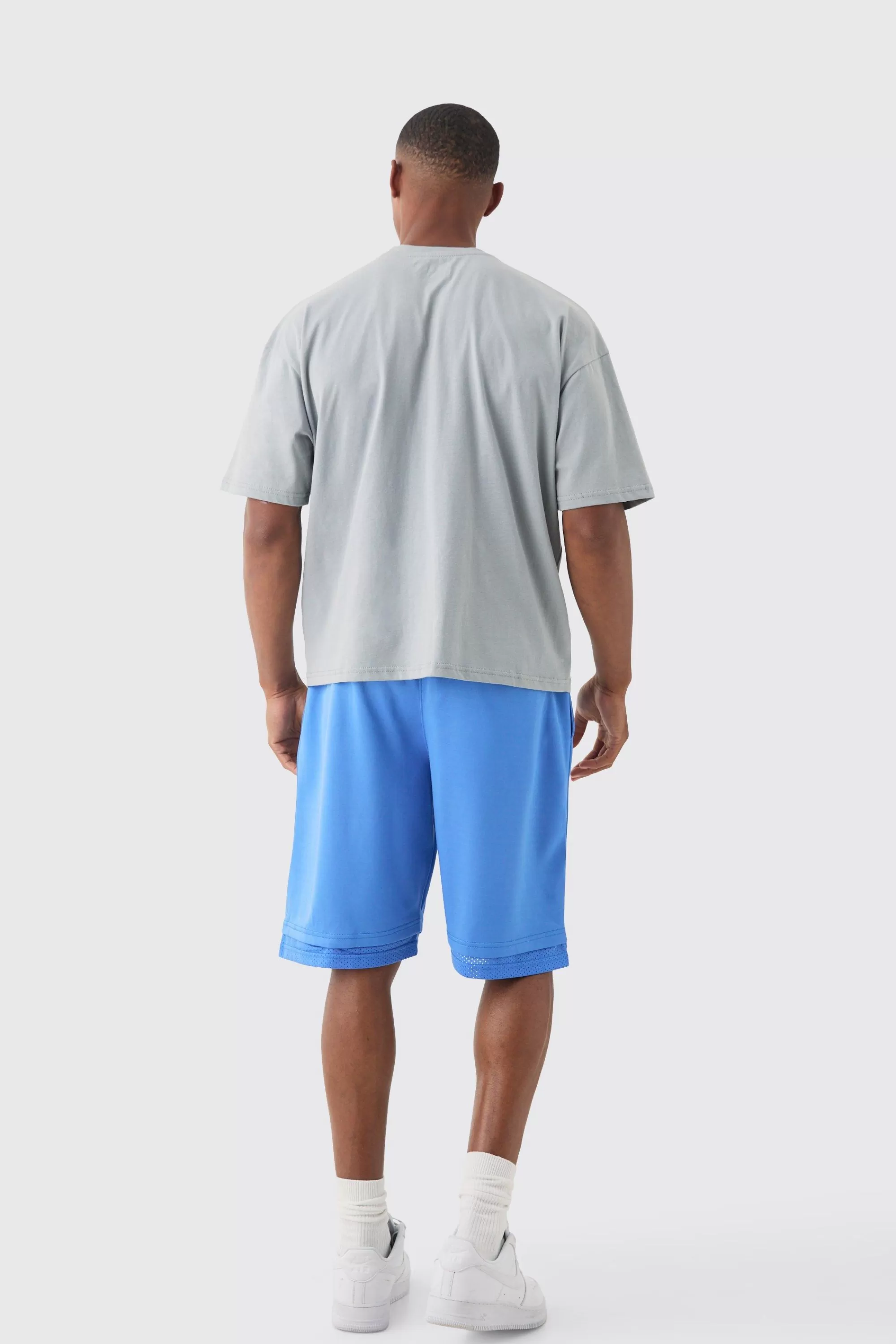 boohooMAN Loose Fit Satin Mesh Basketball Shorts | UK