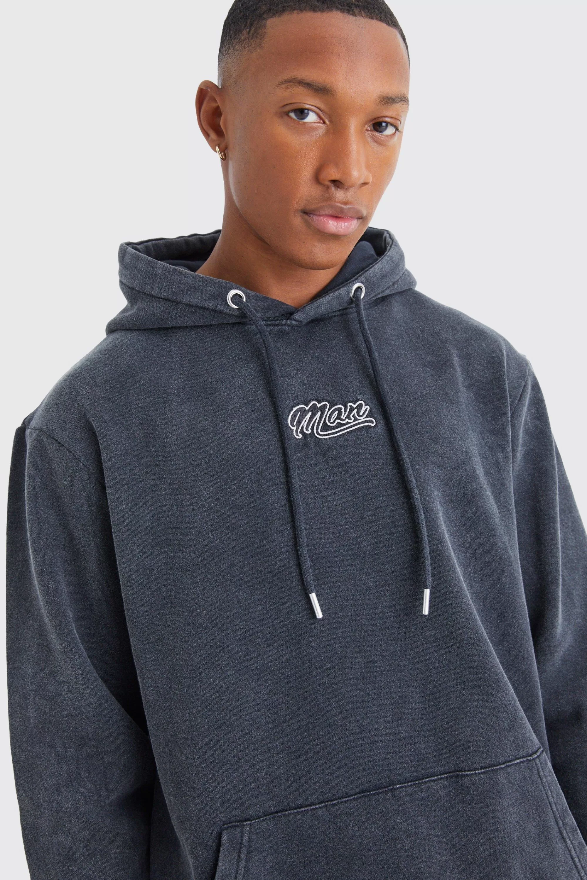 boohooMAN Man Acid Wash Over Head Hoodie | UK