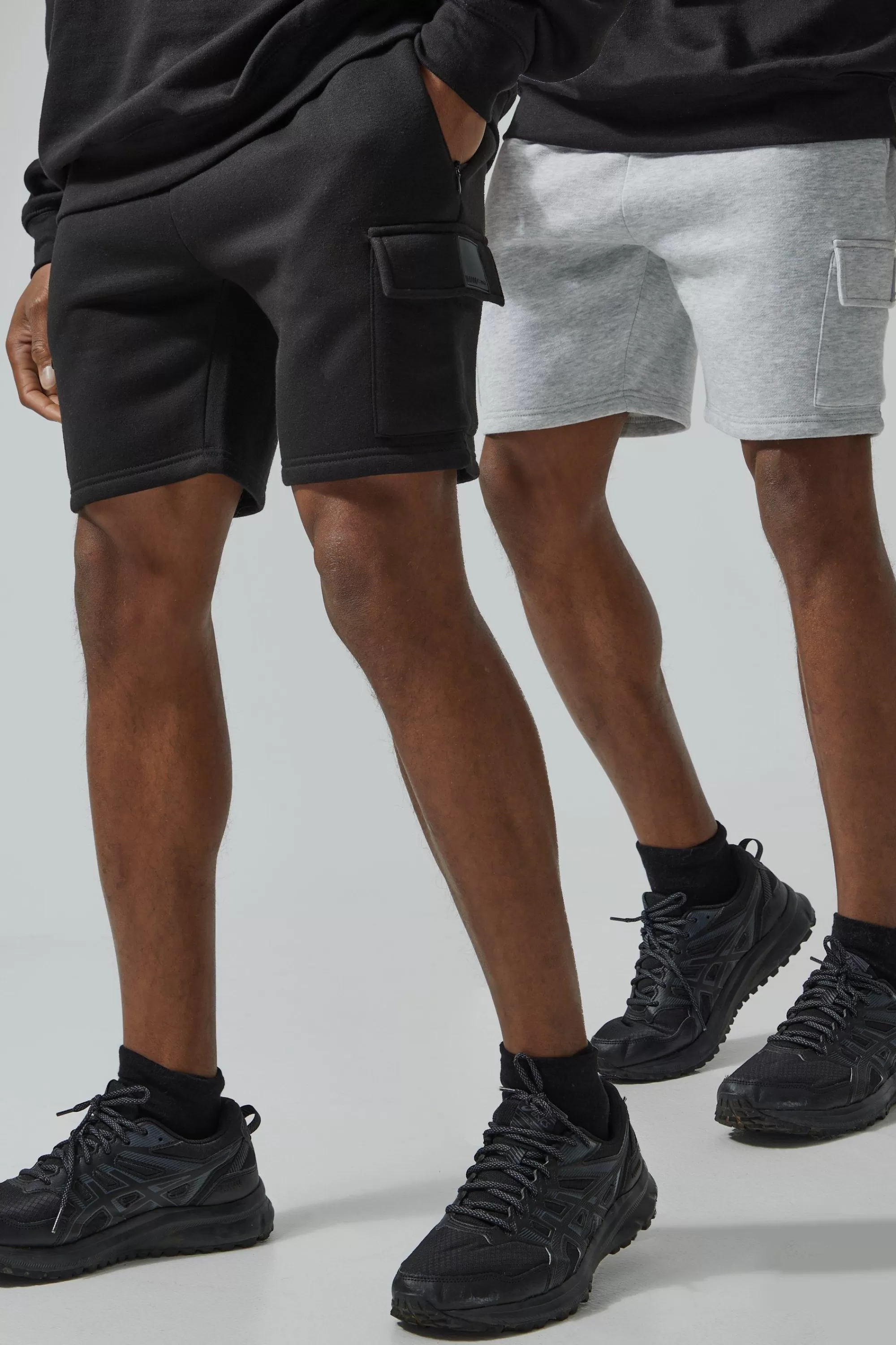 boohooMAN Man Active 2 Pack Regular Fit 5inch Cargo Shorts | UK