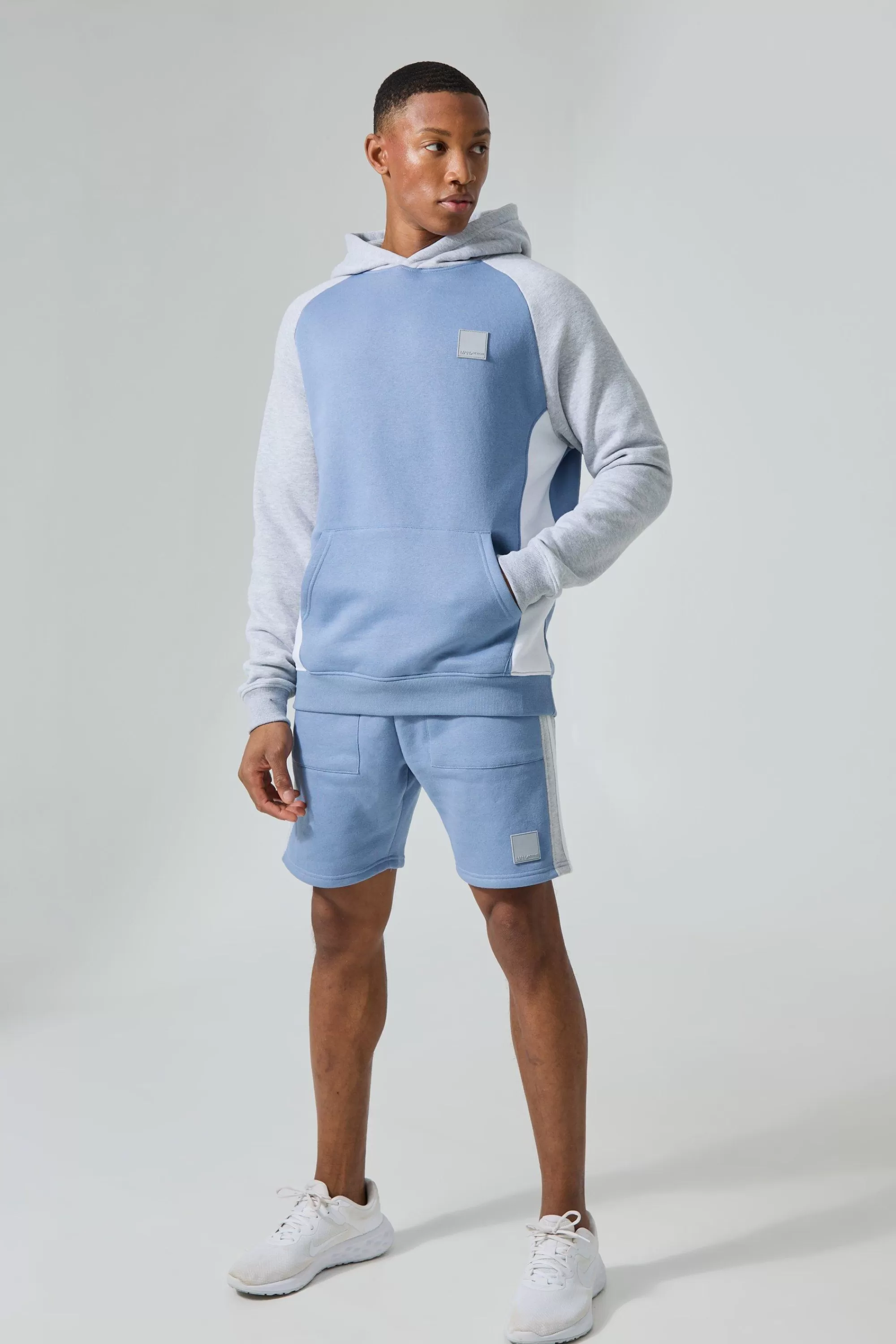 boohooMAN Man Active Colour Block Short Tracksuit | UK