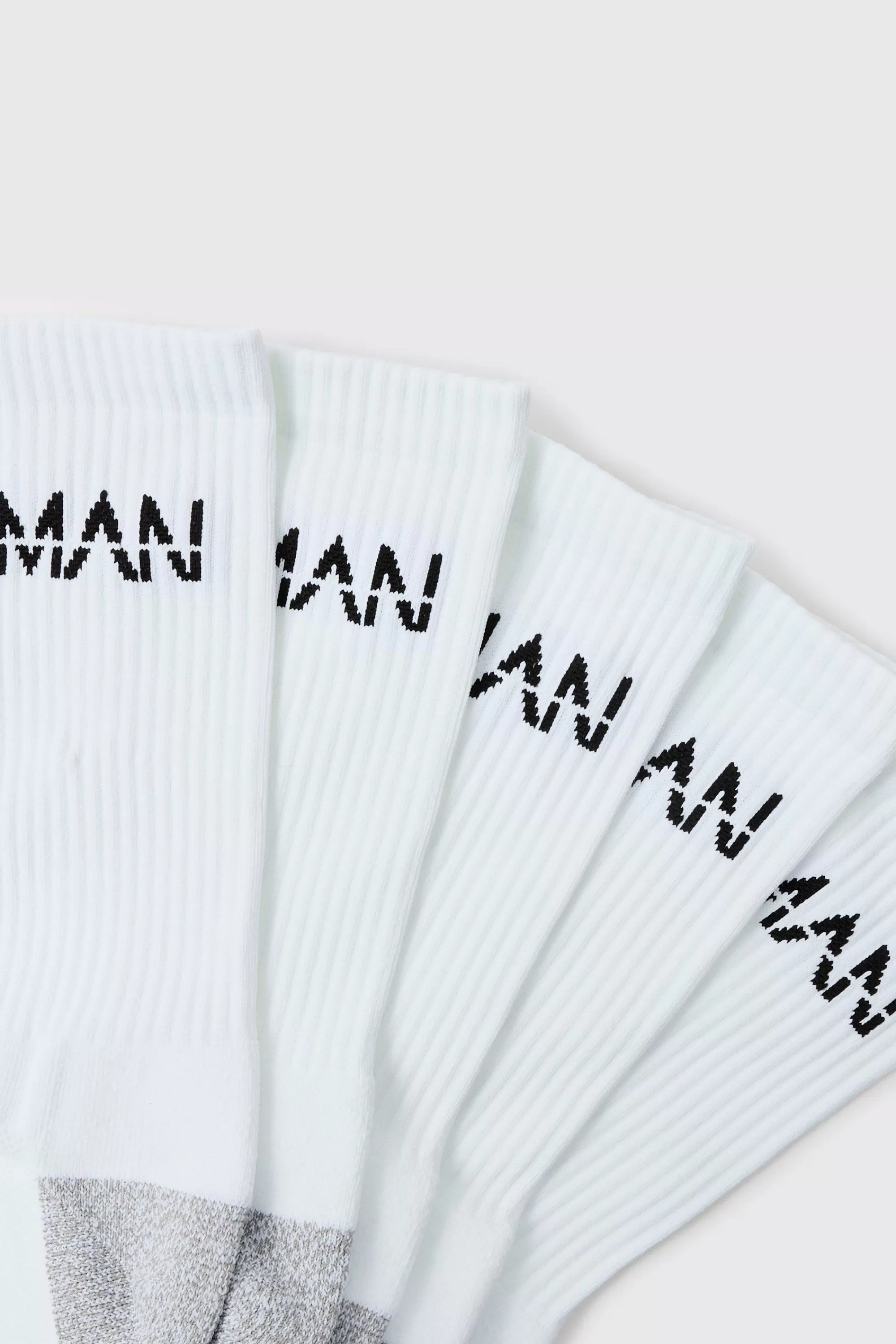 boohooMAN Man Active Cushioned Training Crew 5 Pack Socks | UK