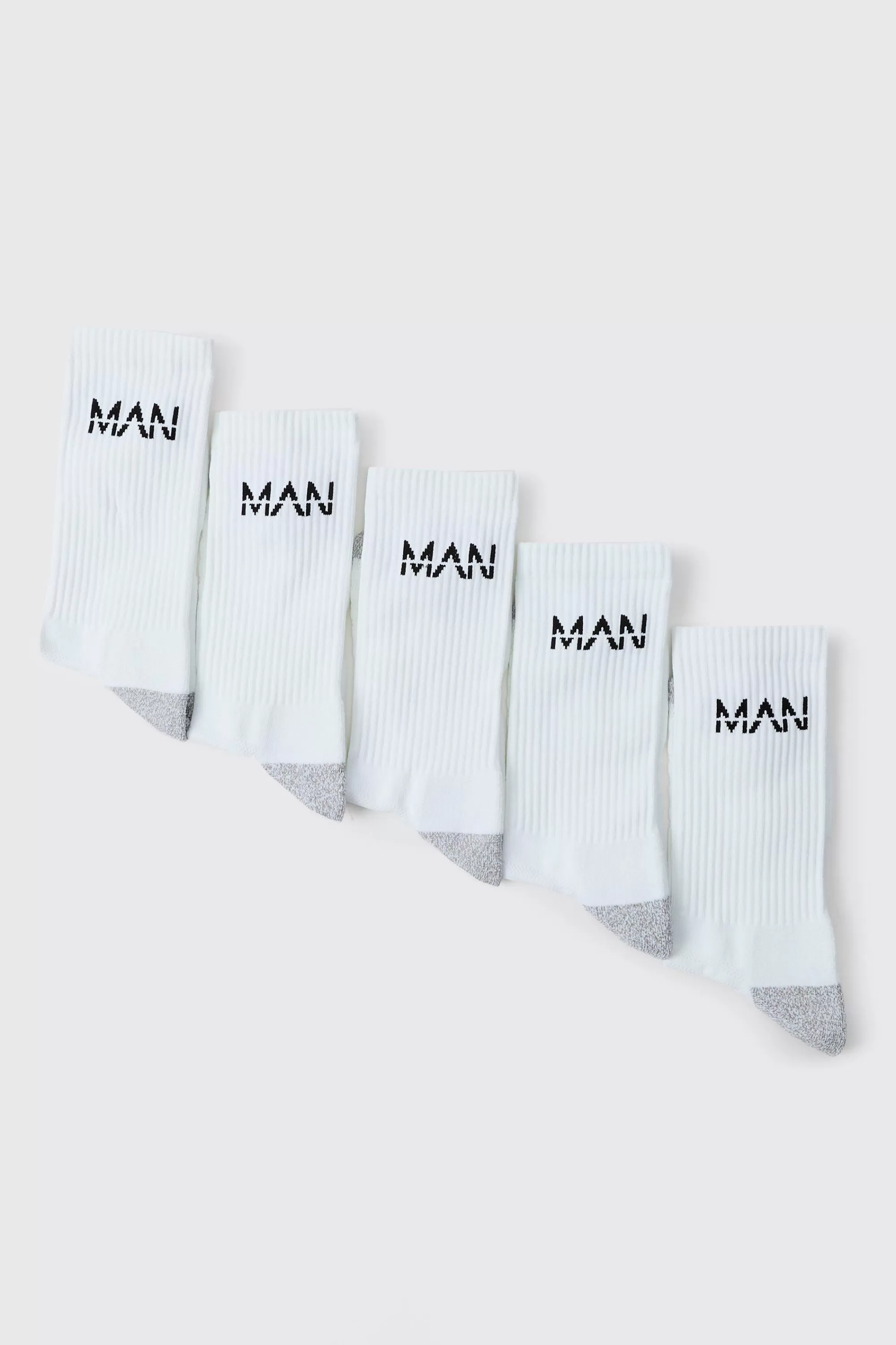 boohooMAN Man Active Cushioned Training Crew 5 Pack Socks | UK