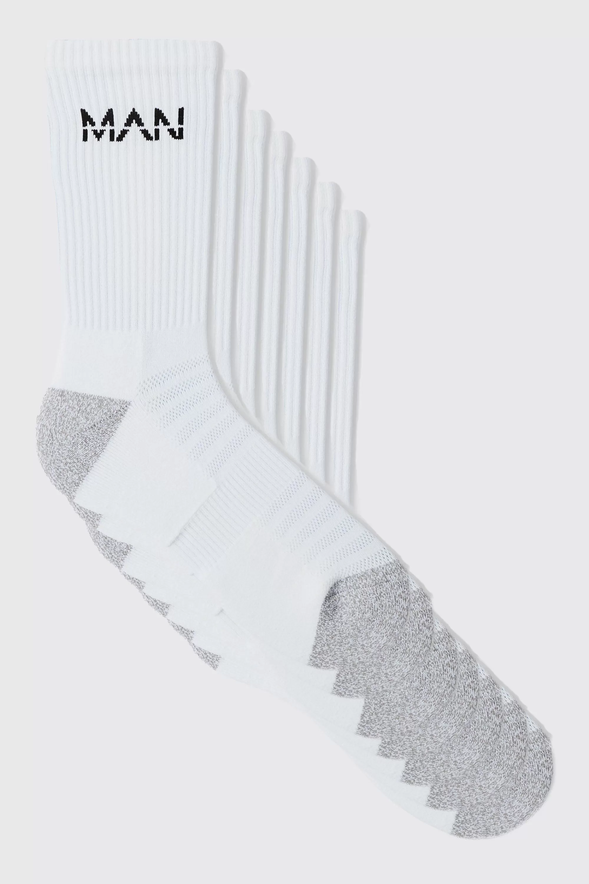 boohooMAN Man Active Cushioned Training Crew 7 Pack Socks | UK