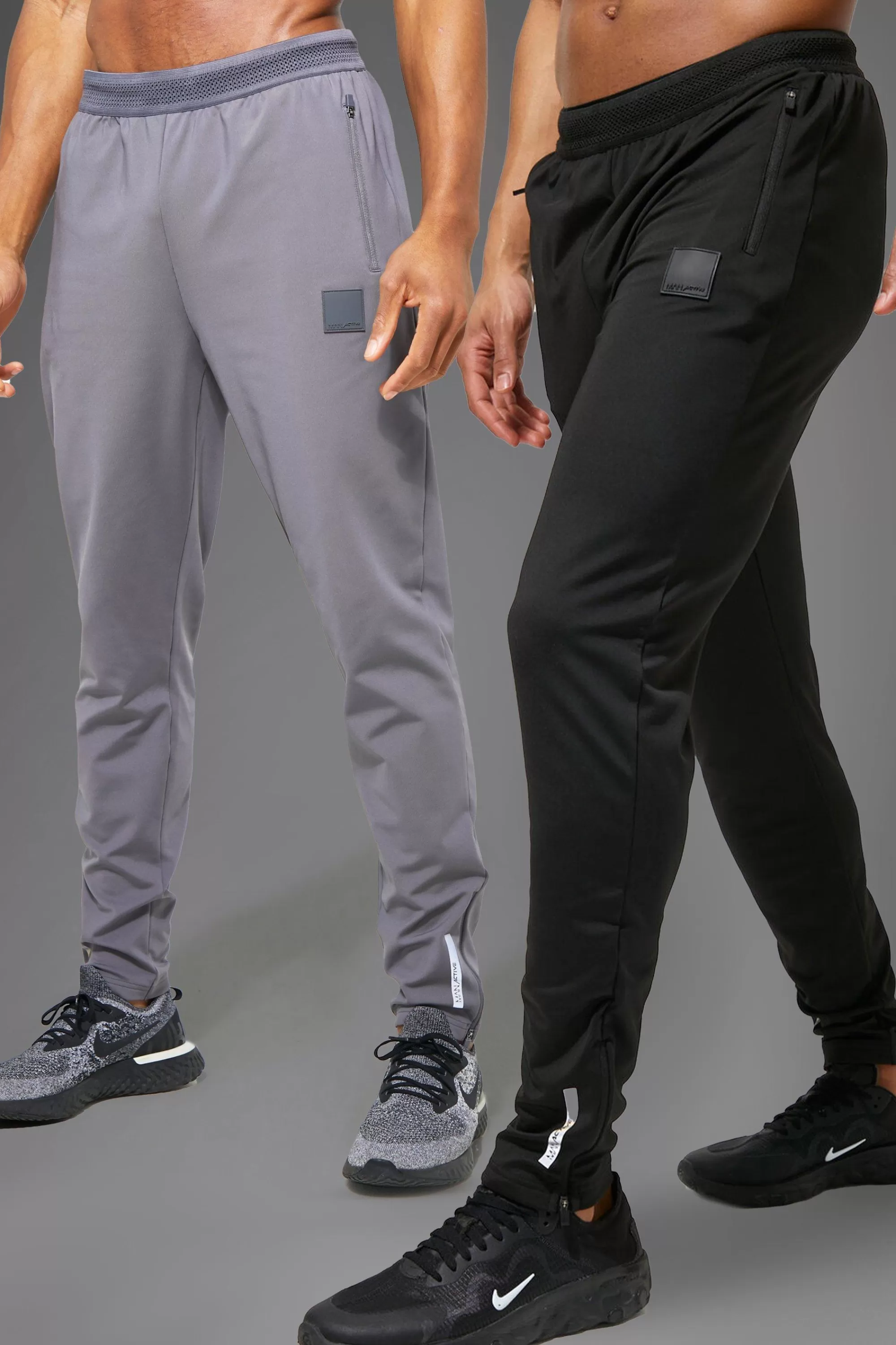 boohooMAN Man Active Gym Performance Jogger 2 Pack | UK