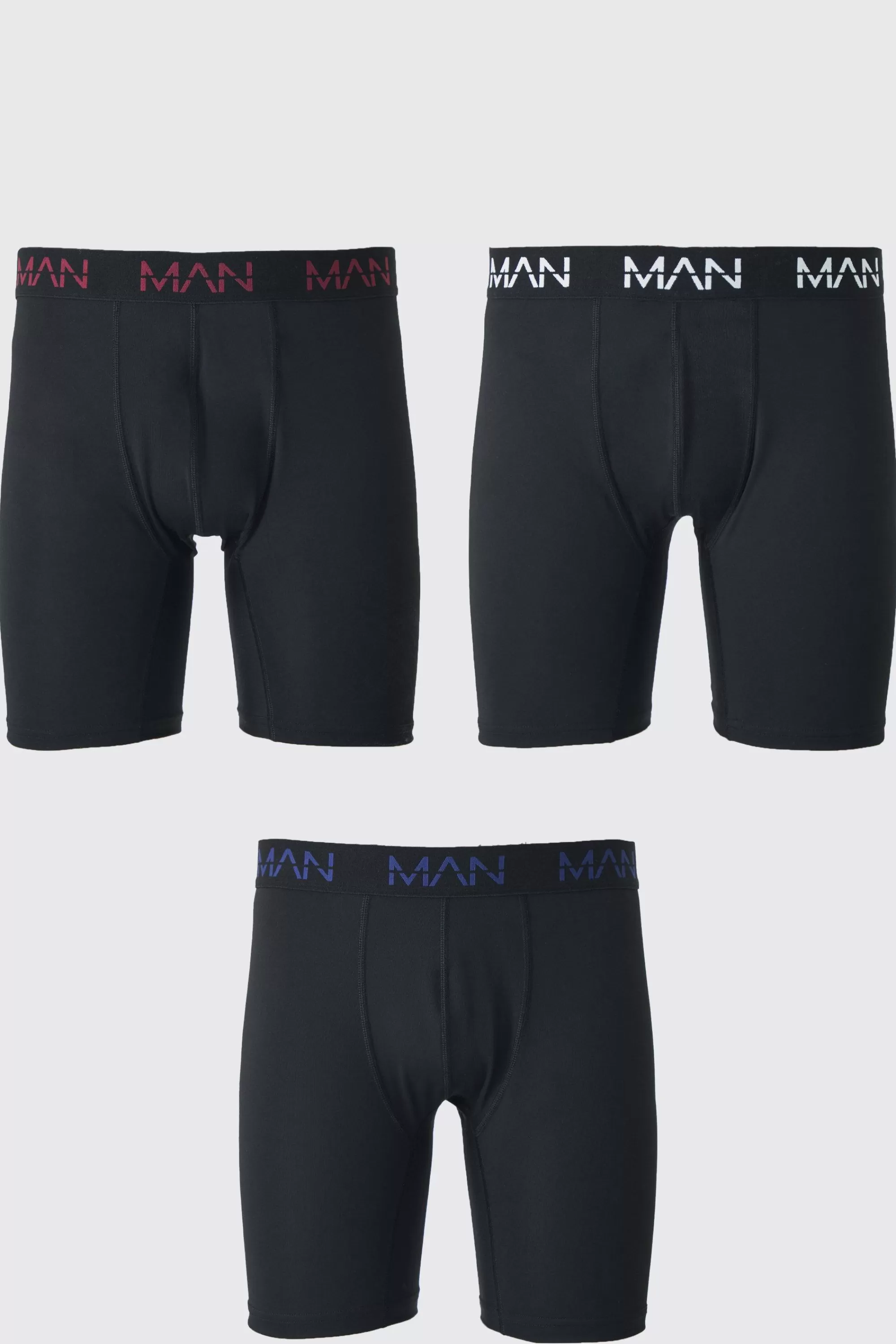 boohooMAN Man Active Long 7inch Performance Boxer 3pack | UK