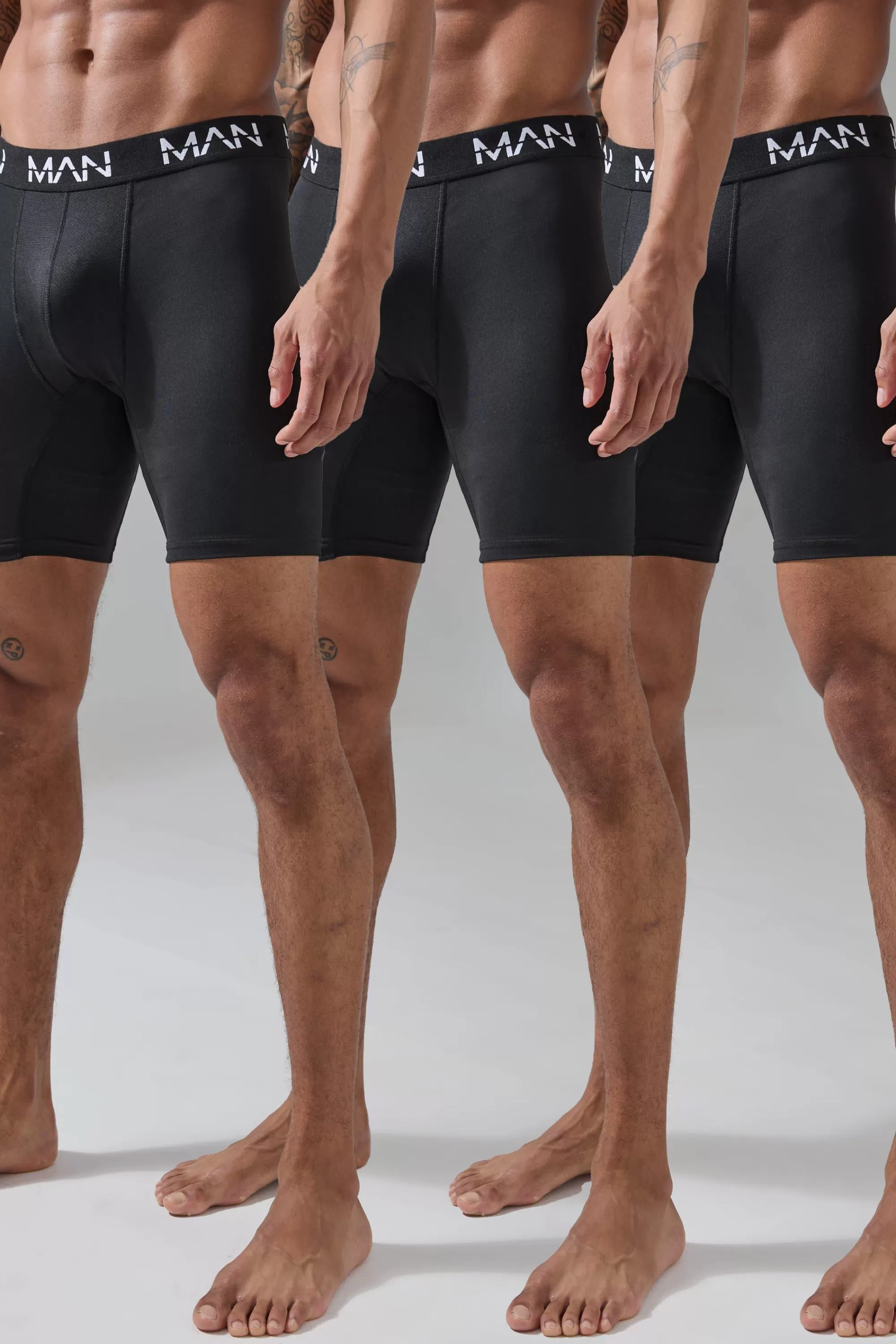 boohooMAN Man Active Performance 7inch Long 3 Pack Boxer | UK