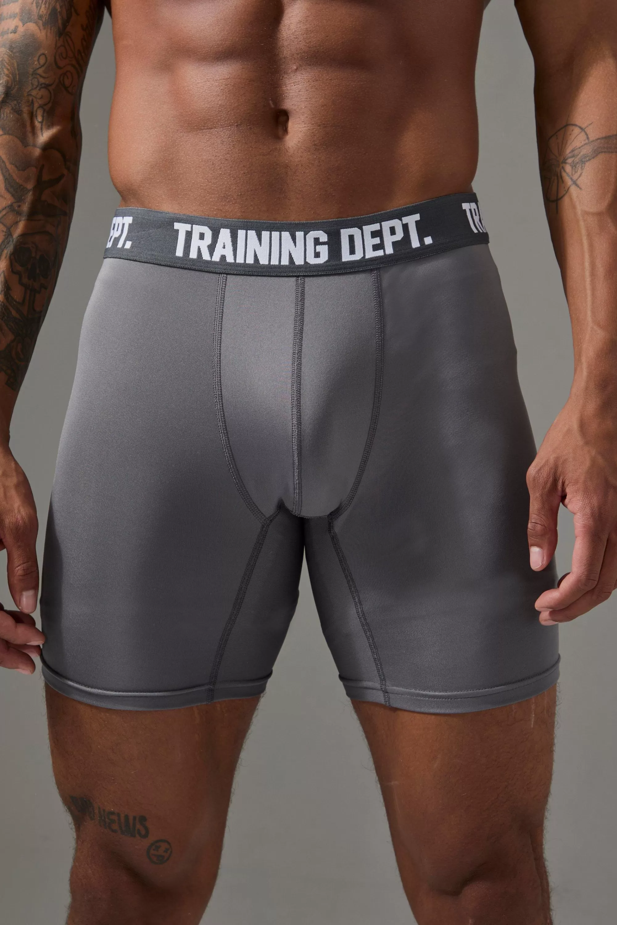 boohooMAN Man Active Training Dept Long 7inch Performance Boxer | UK