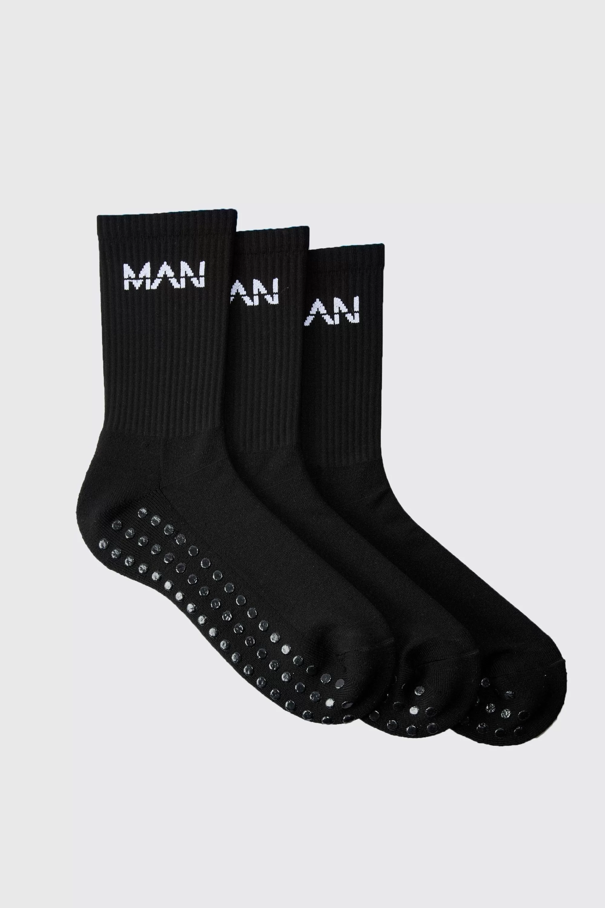 boohooMAN Man Active Training Grip Crew 3 Pack Socks | UK