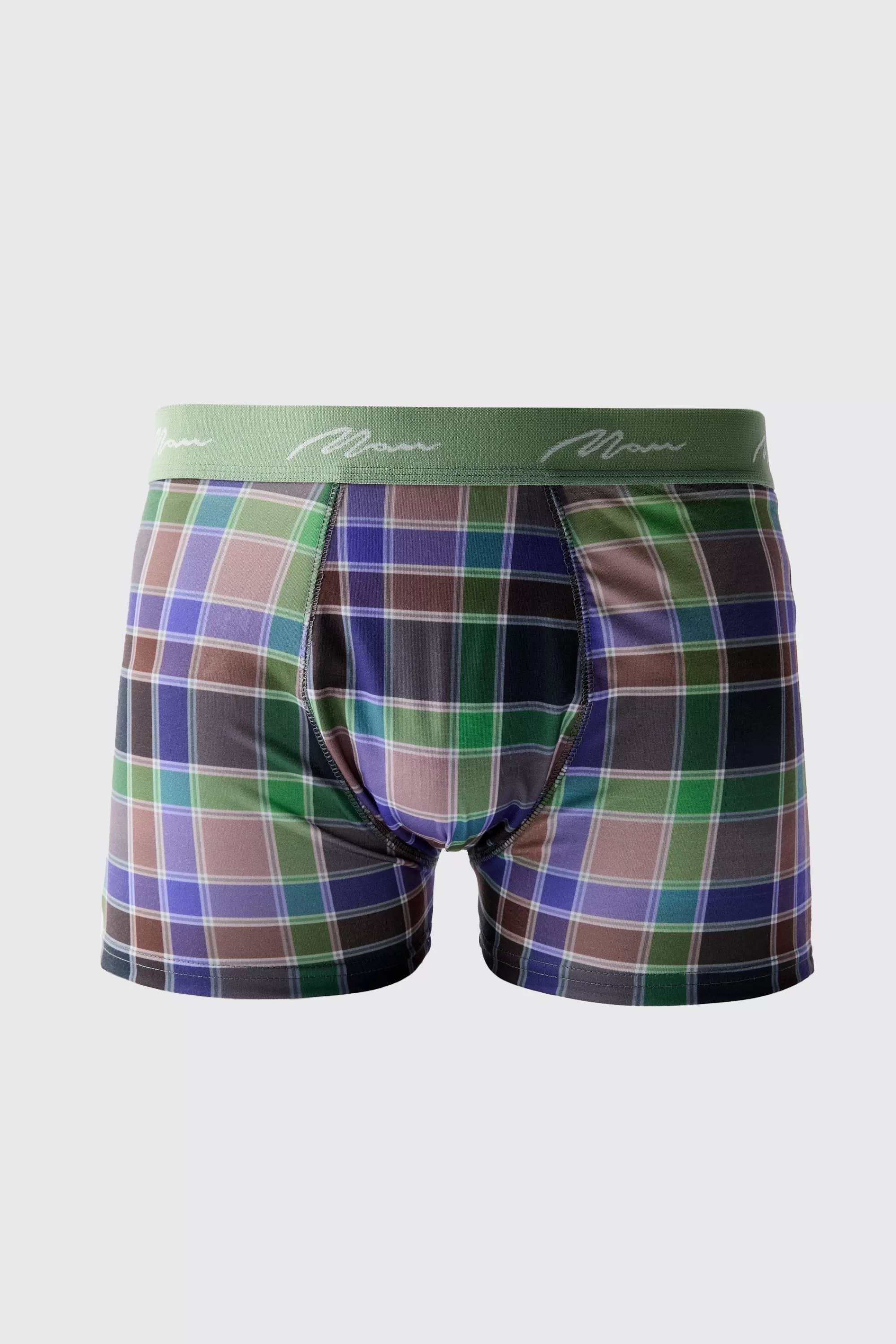 boohooMAN Man Check Printed Boxers | UK