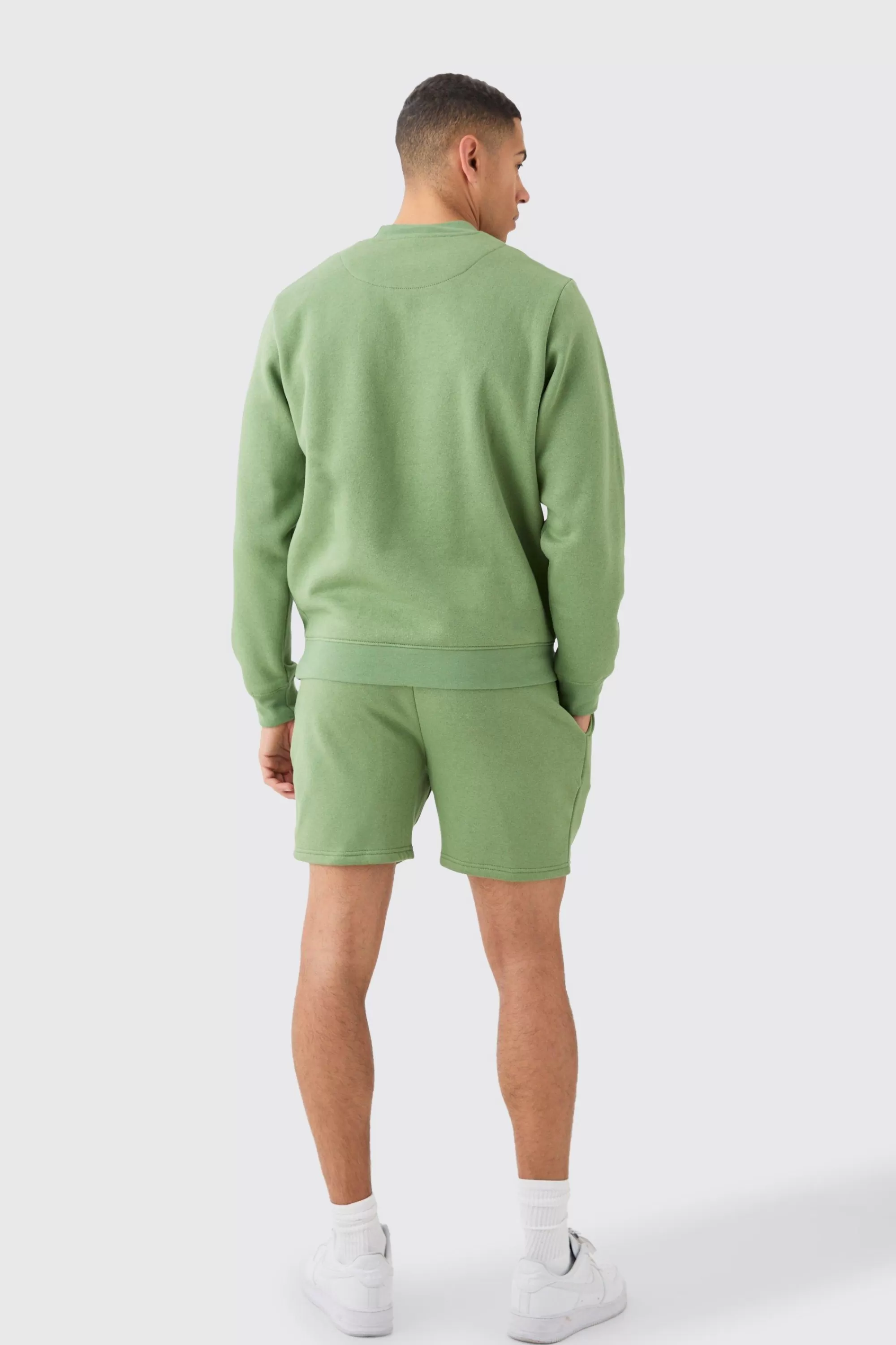 boohooMAN Man Extended Neck Sweatshirt Short Tracksuit | UK