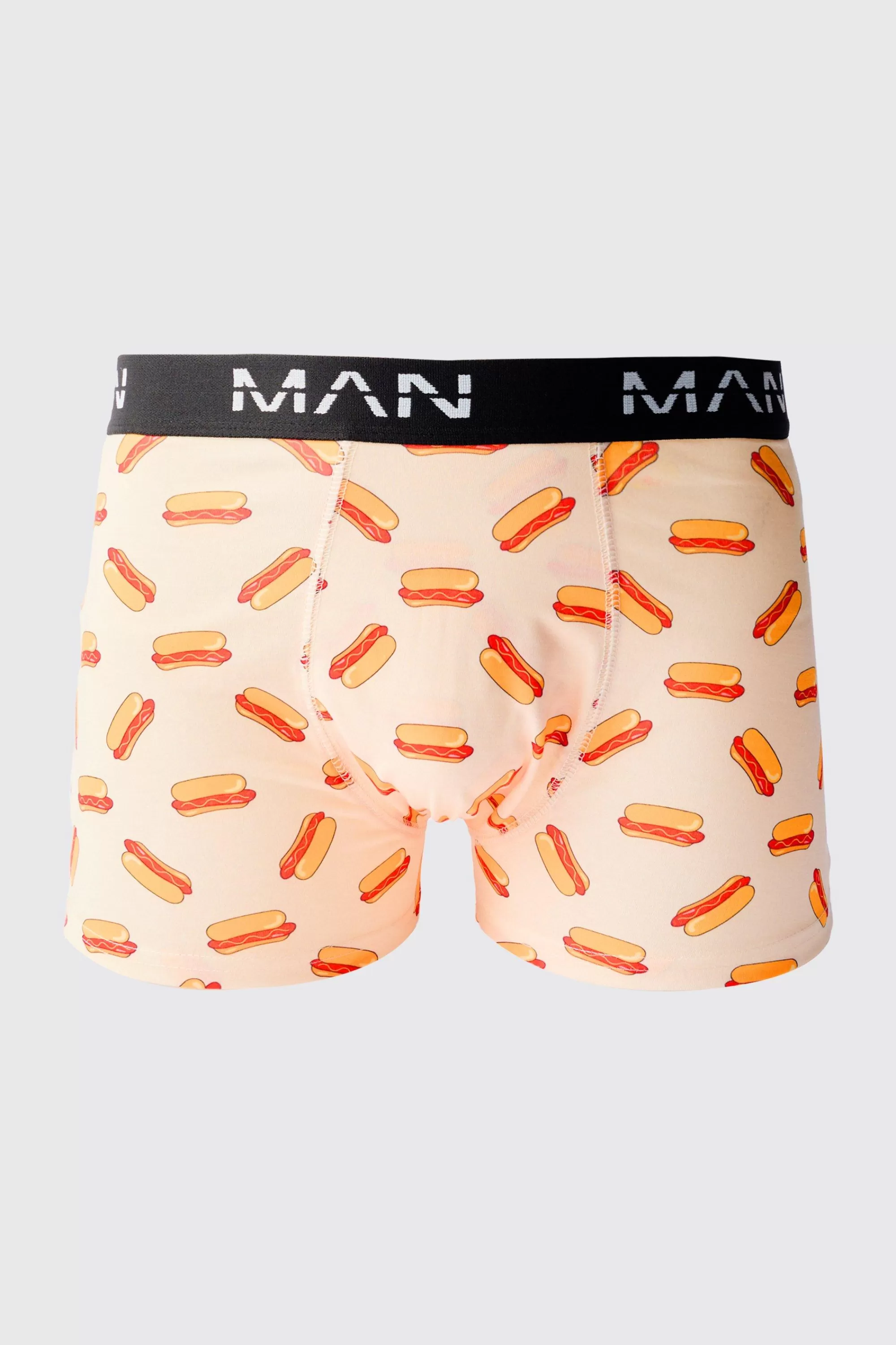 boohooMAN Man Hot Dog Printed Boxers | UK