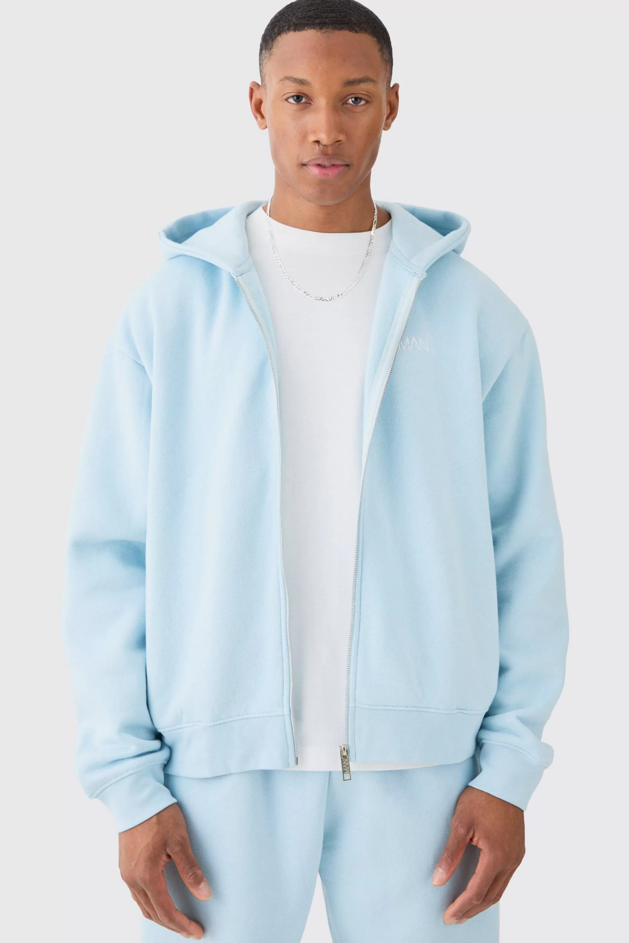 boohooMAN Man Oversized Zip Through Hooded Tracksuit | UK