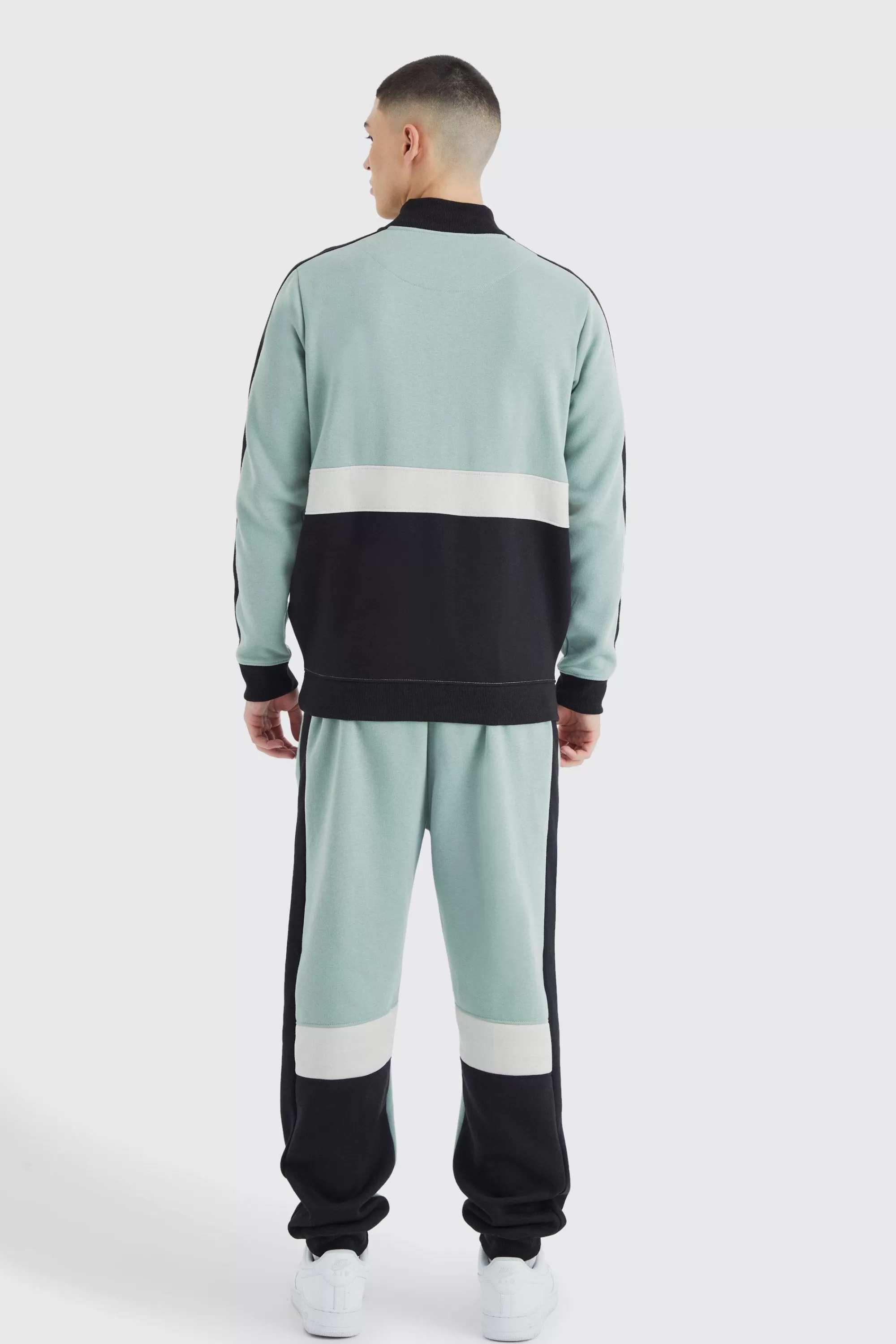 boohooMAN Man Side Panel 1/4 Zip Funnel Neck Sweatshirt | UK