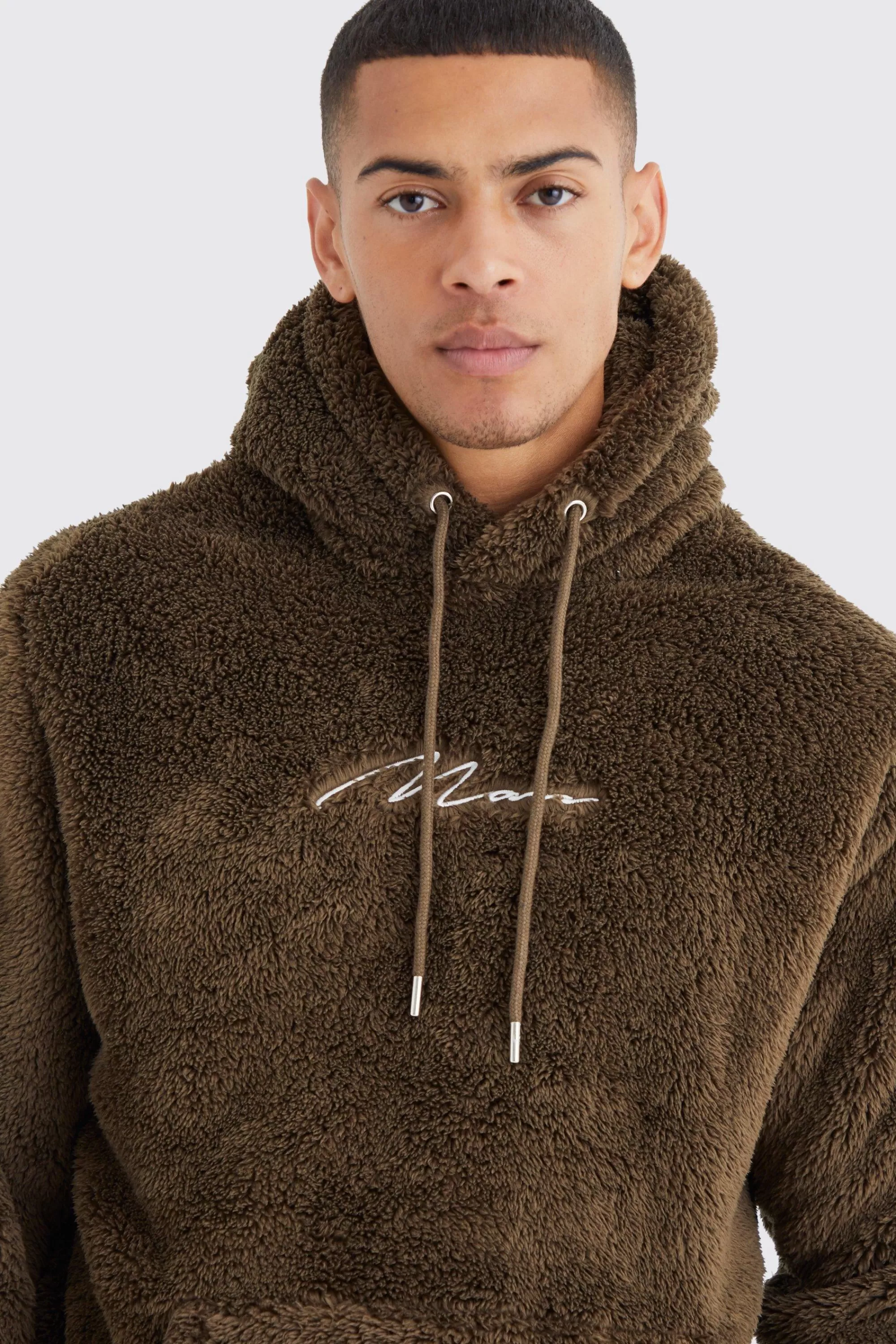 boohooMAN Man Signature Borg Over The Head Hoodie | UK