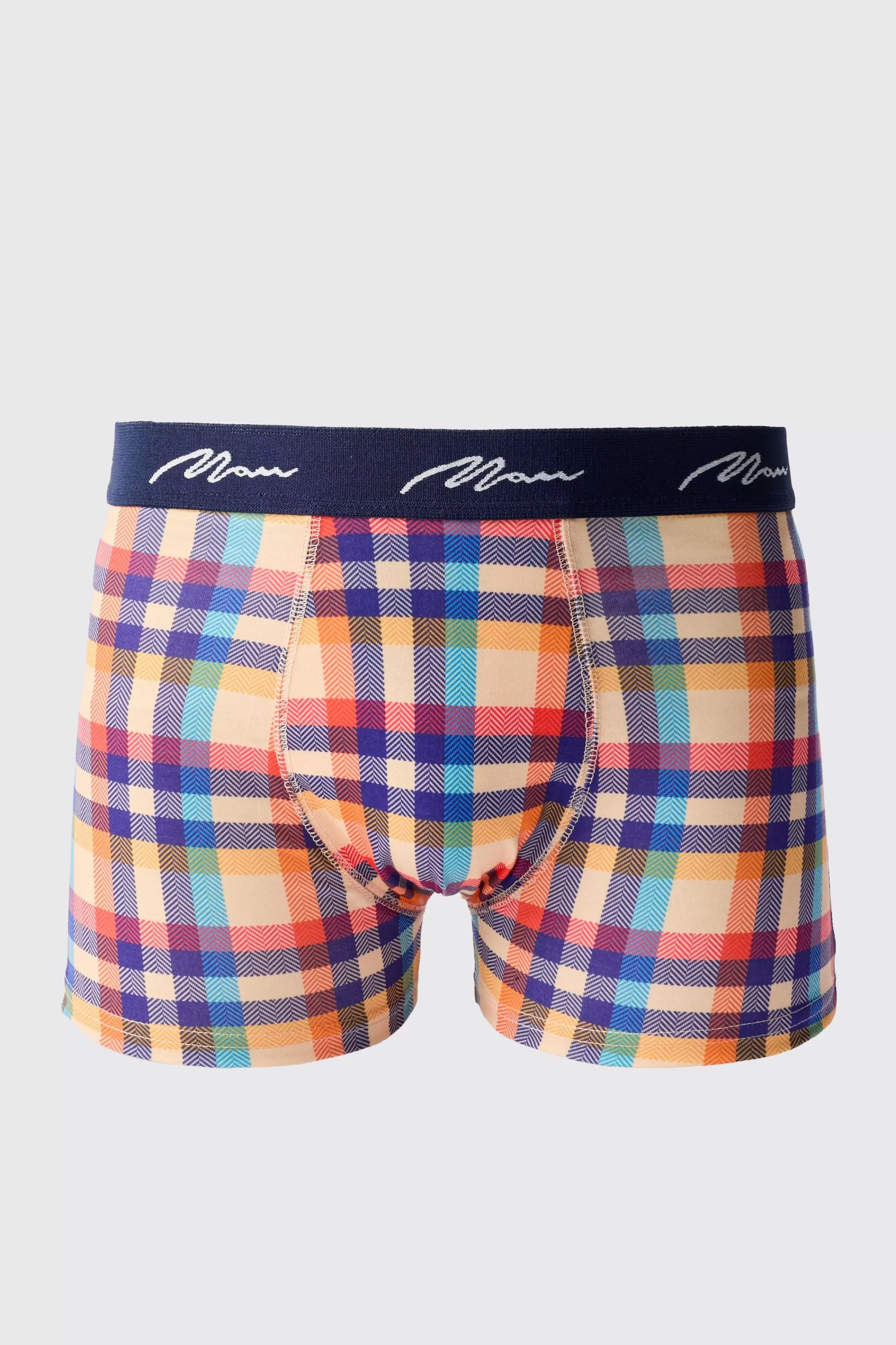 boohooMAN Man Signature Check Printed Boxers | UK