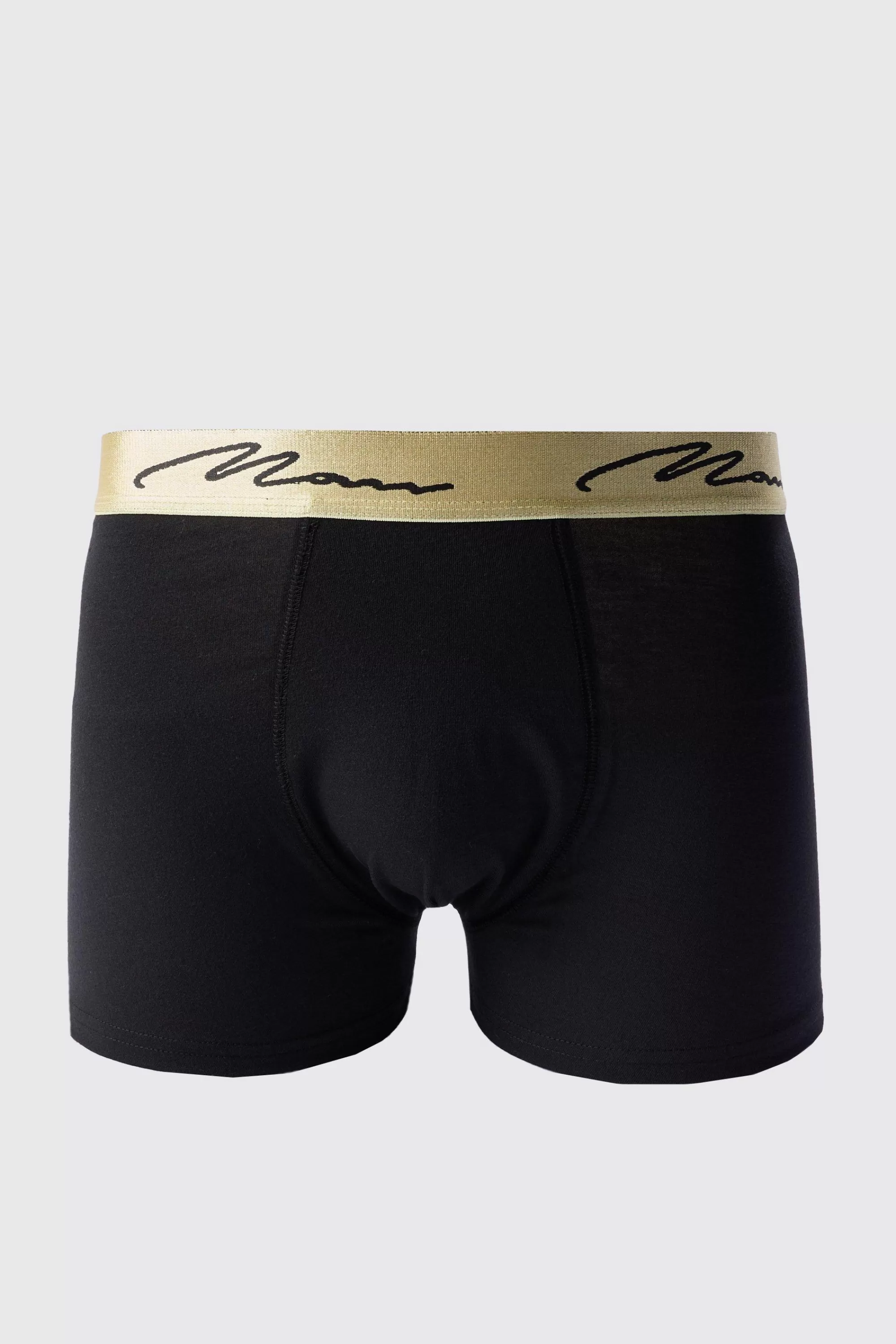 boohooMAN Man Signature Gold Waistband Boxers In | UK
