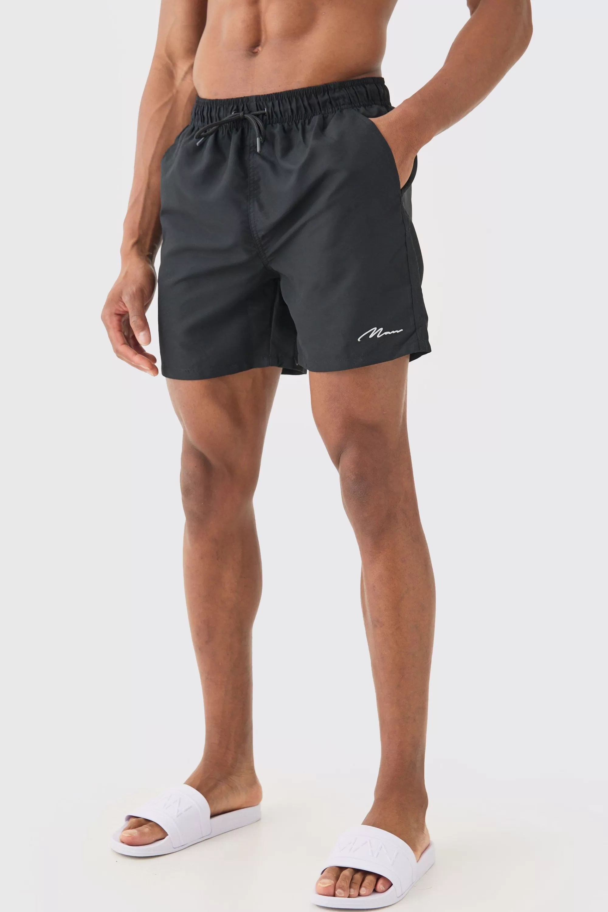 boohooMAN Man Signature Mid Length 2 Pack Swim Short | UK