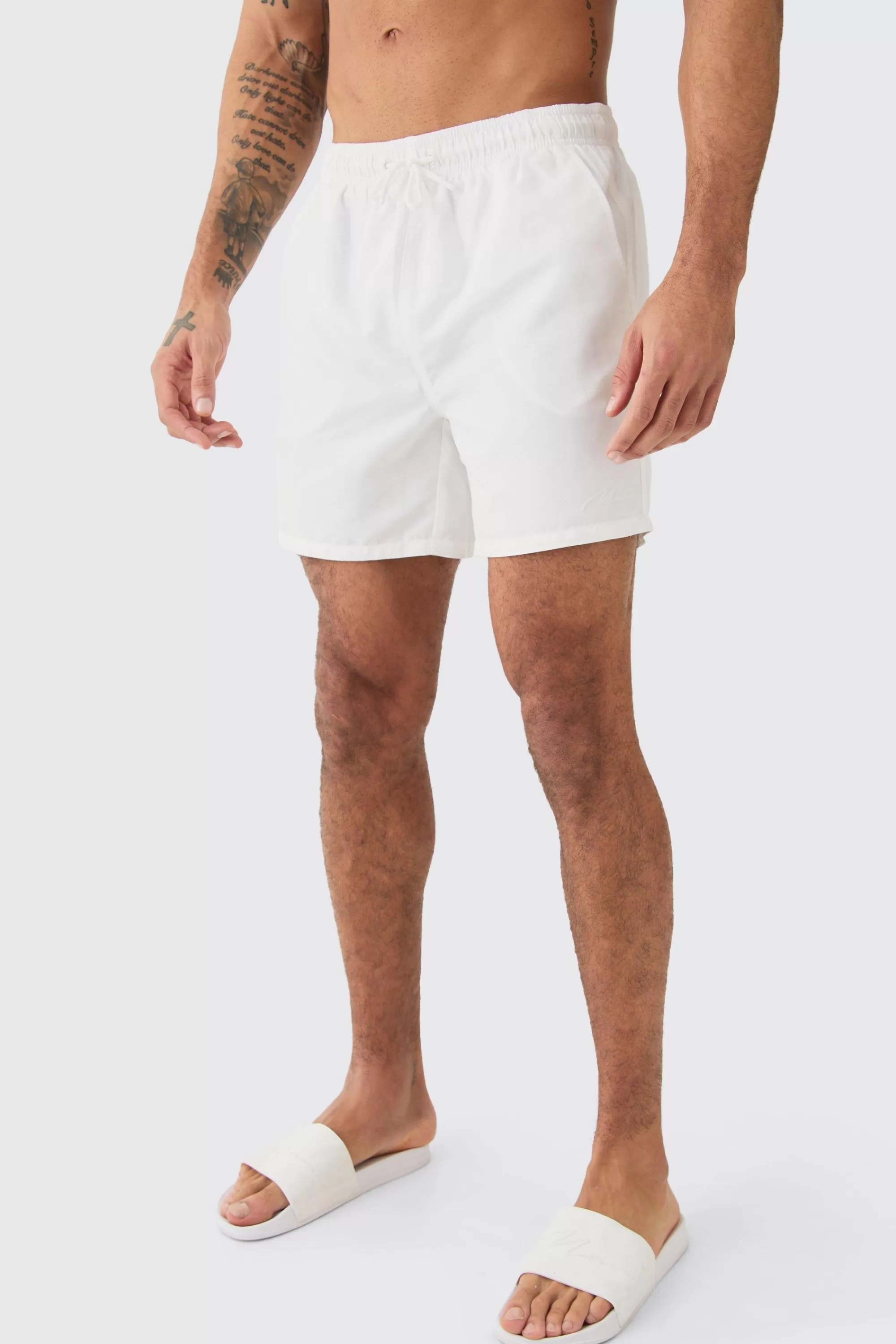 boohooMAN Man Signature Mid Length 3 Pack Swim Short | UK