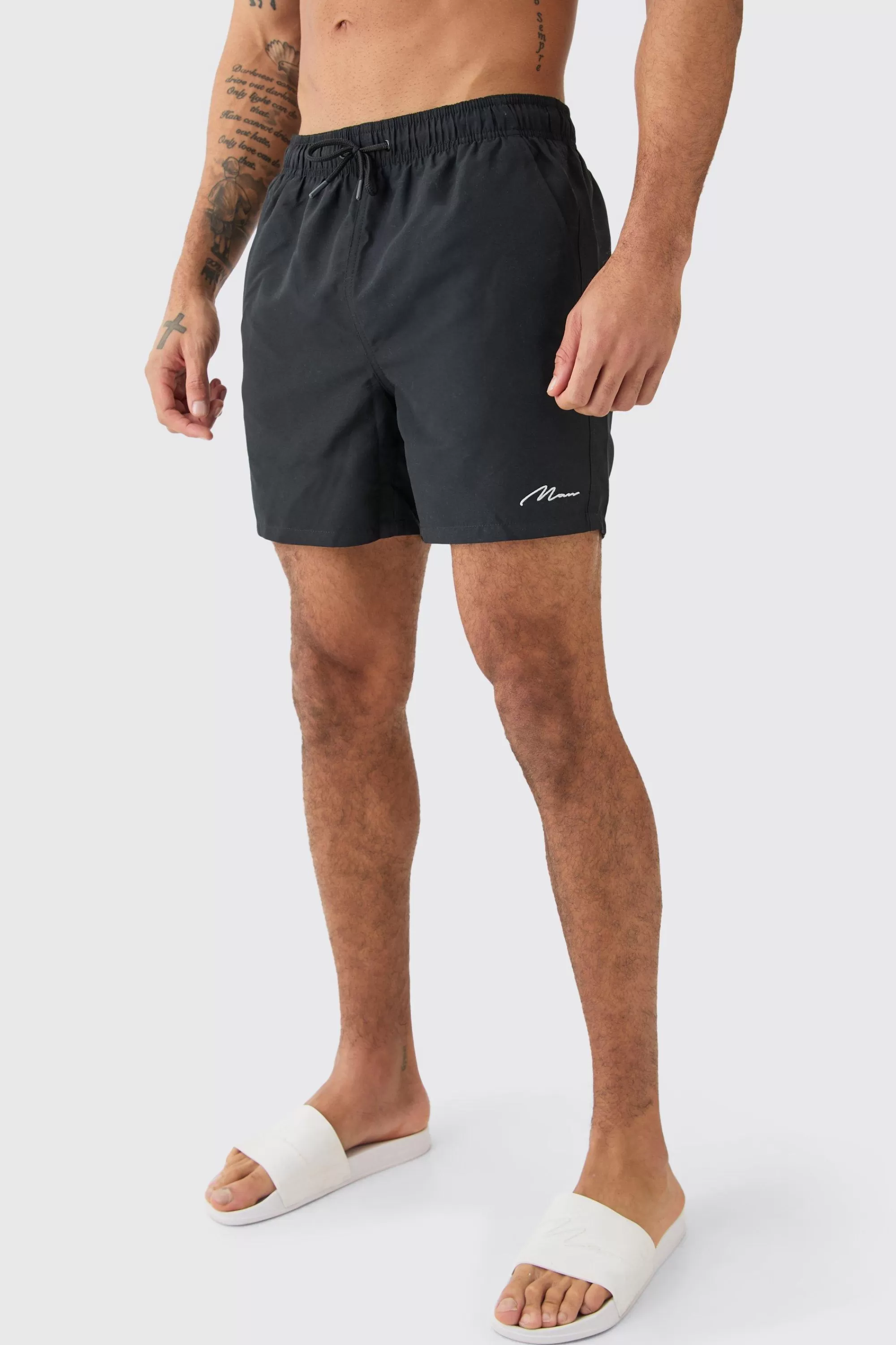 boohooMAN Man Signature Mid Length 3 Pack Swim Short | UK