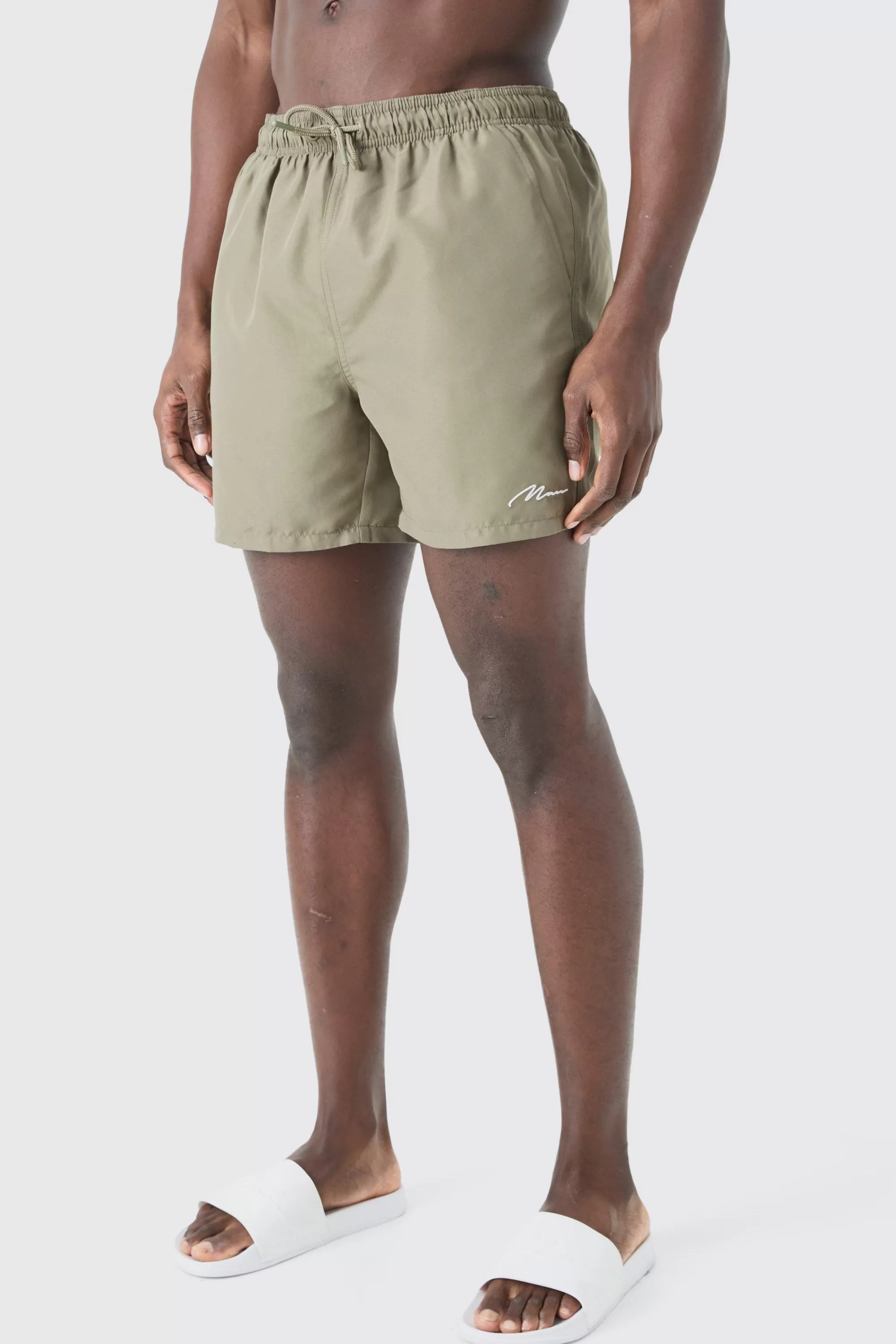 boohooMAN Man Signature Mid Length Swim Short | UK