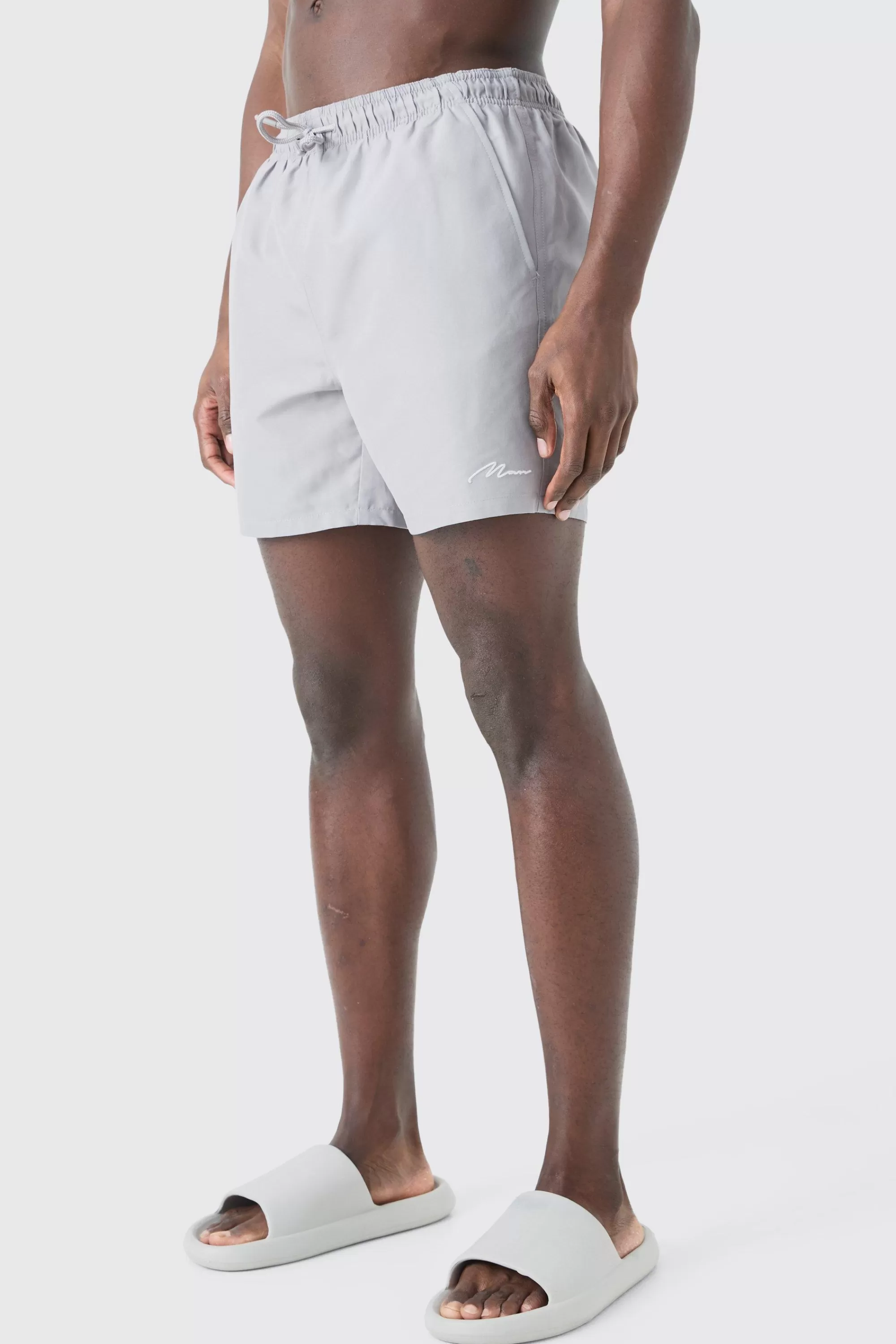 boohooMAN Man Signature Mid Length Swim Short | UK