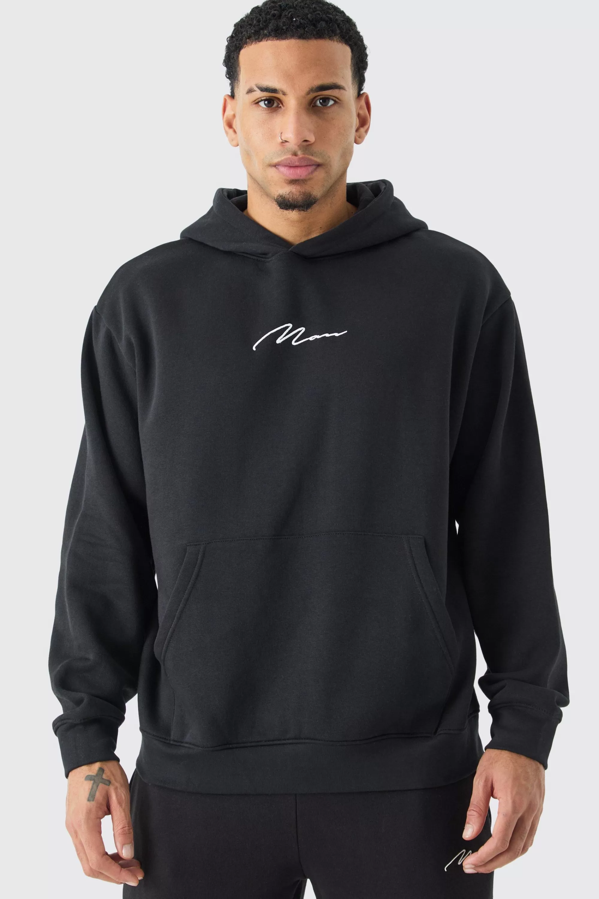 boohooMAN Man Signature Oversized Over The Head Hoodie | UK