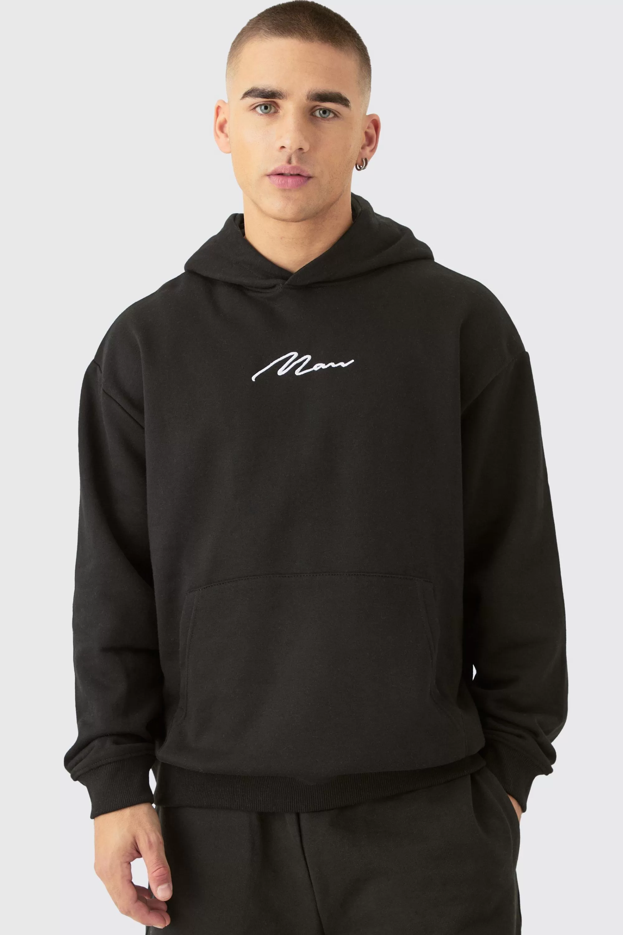 boohooMAN Man Signature Oversized Over The Head Hoodie | UK