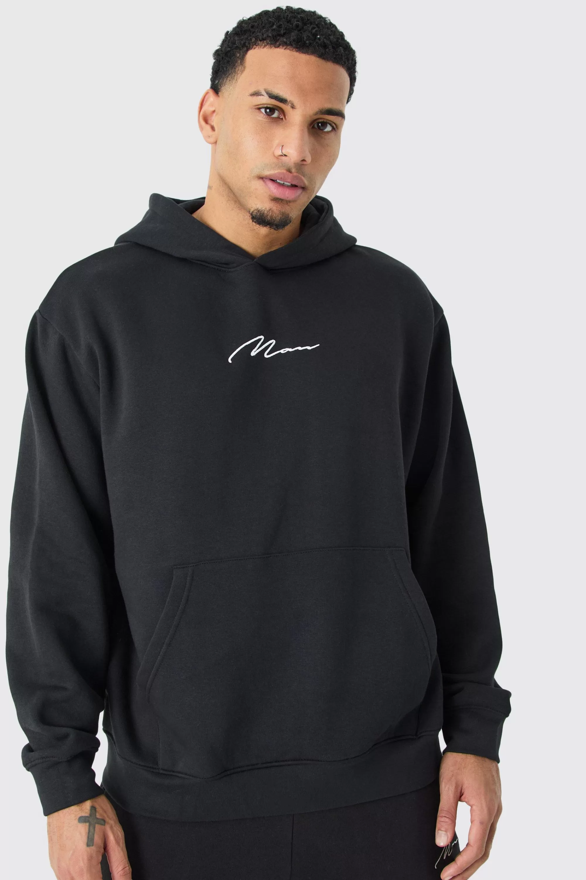boohooMAN Man Signature Oversized Over The Head Hoodie | UK