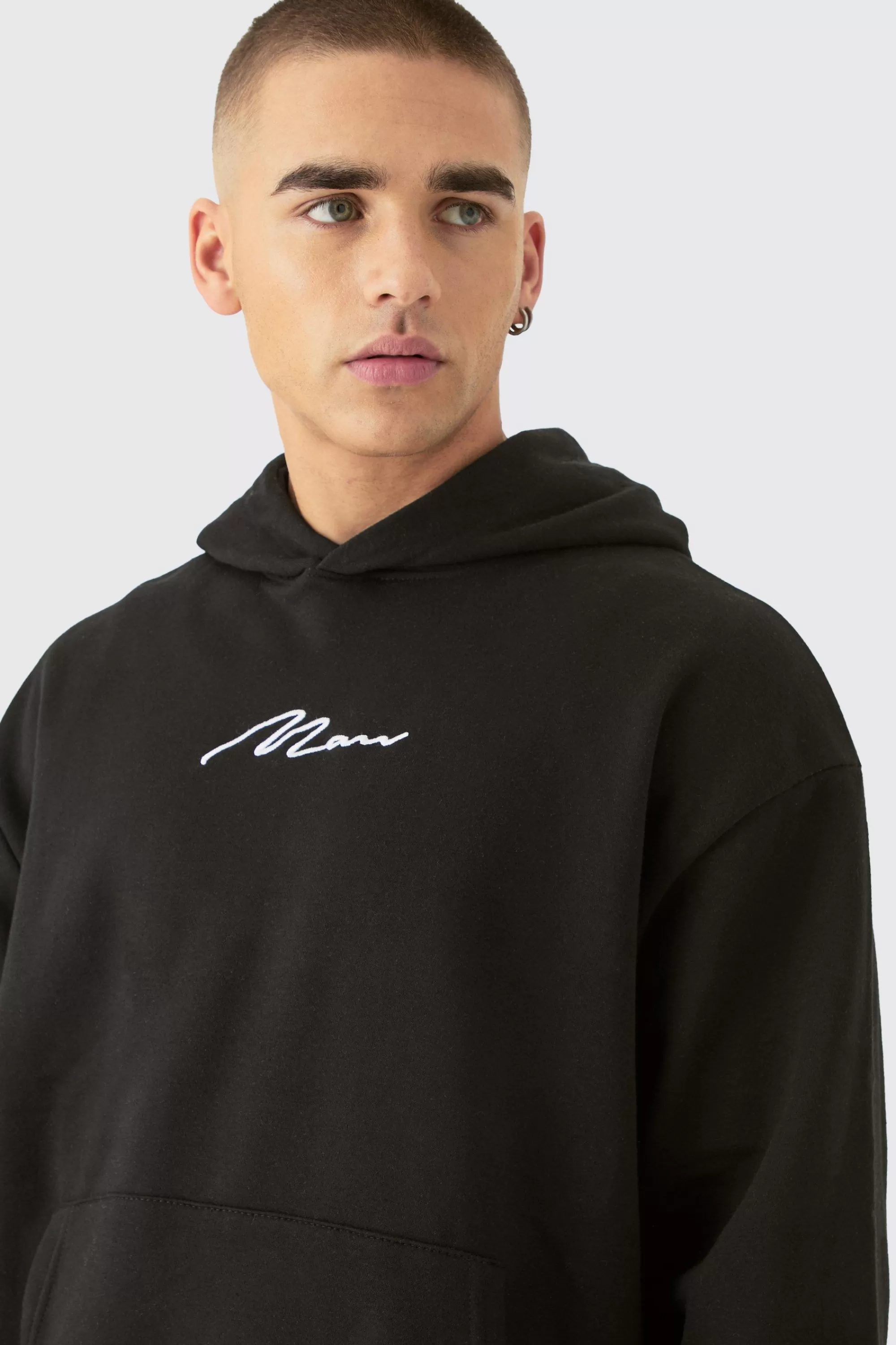 boohooMAN Man Signature Oversized Over The Head Hoodie | UK