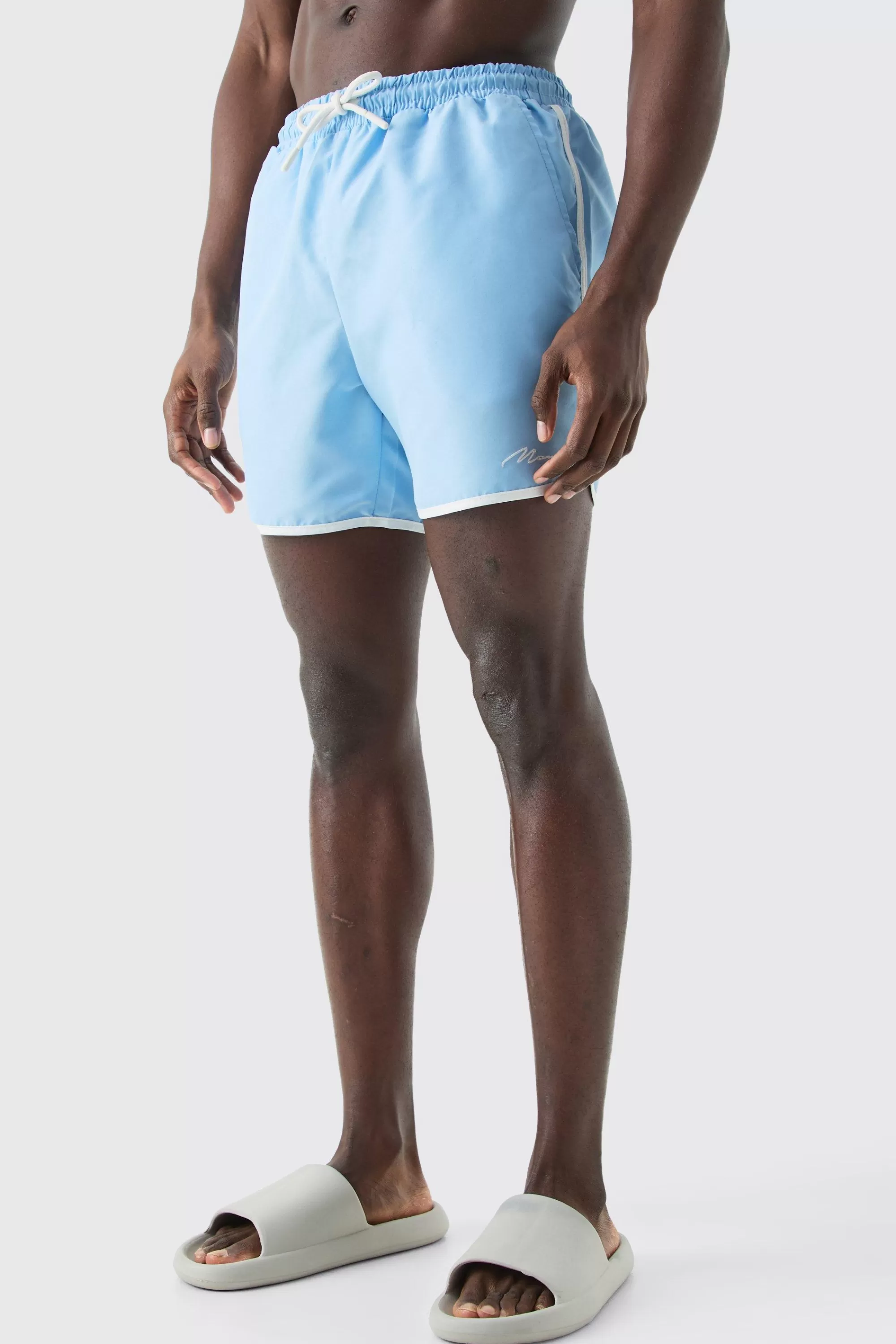 boohooMAN Man Signature Runner Swim Shorts | UK